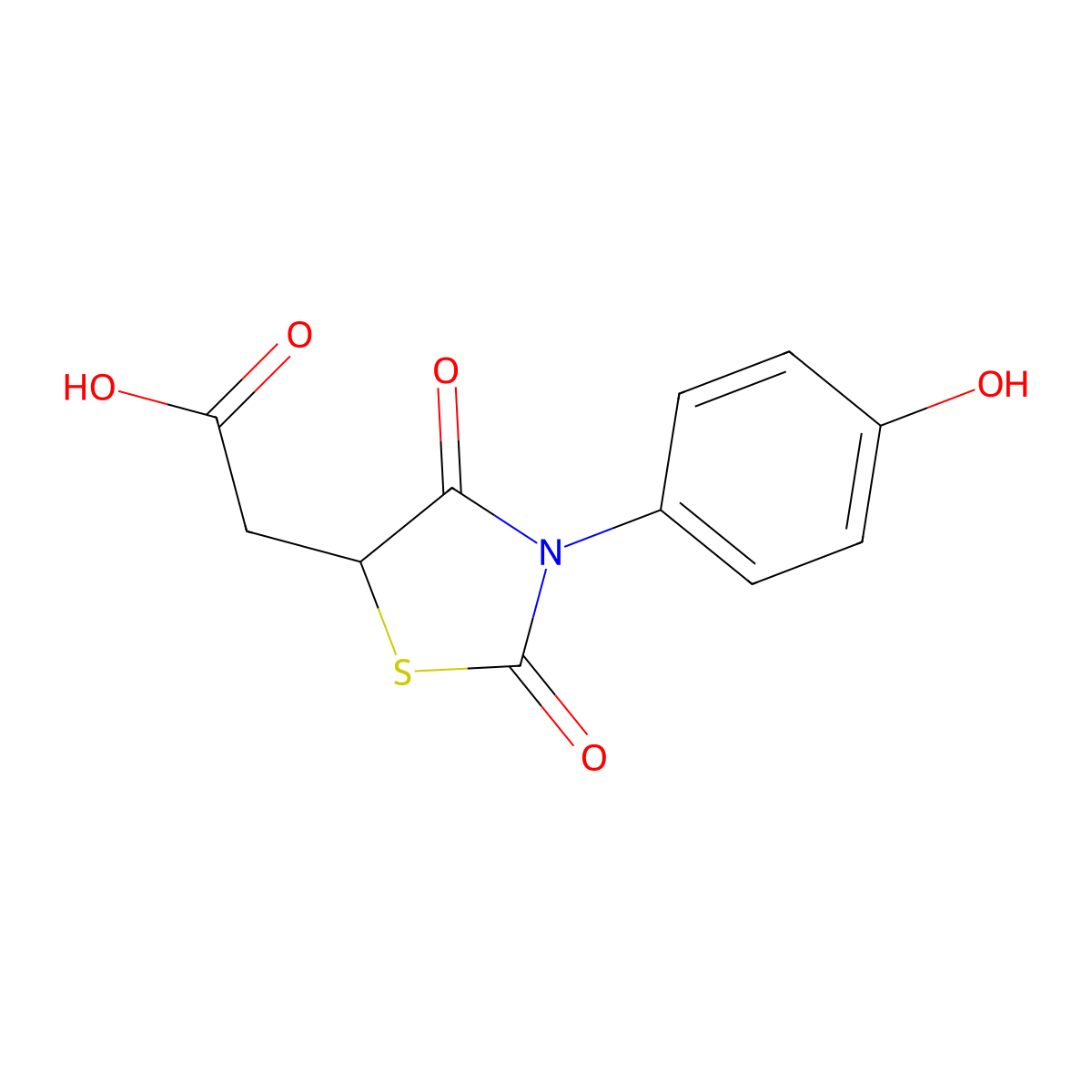 [3-(4-Hydroxy-phenyl)-2,4-dioxo-thiazolidin-5-yl]-acetic acid molecular structure, CAS 302949-04-8