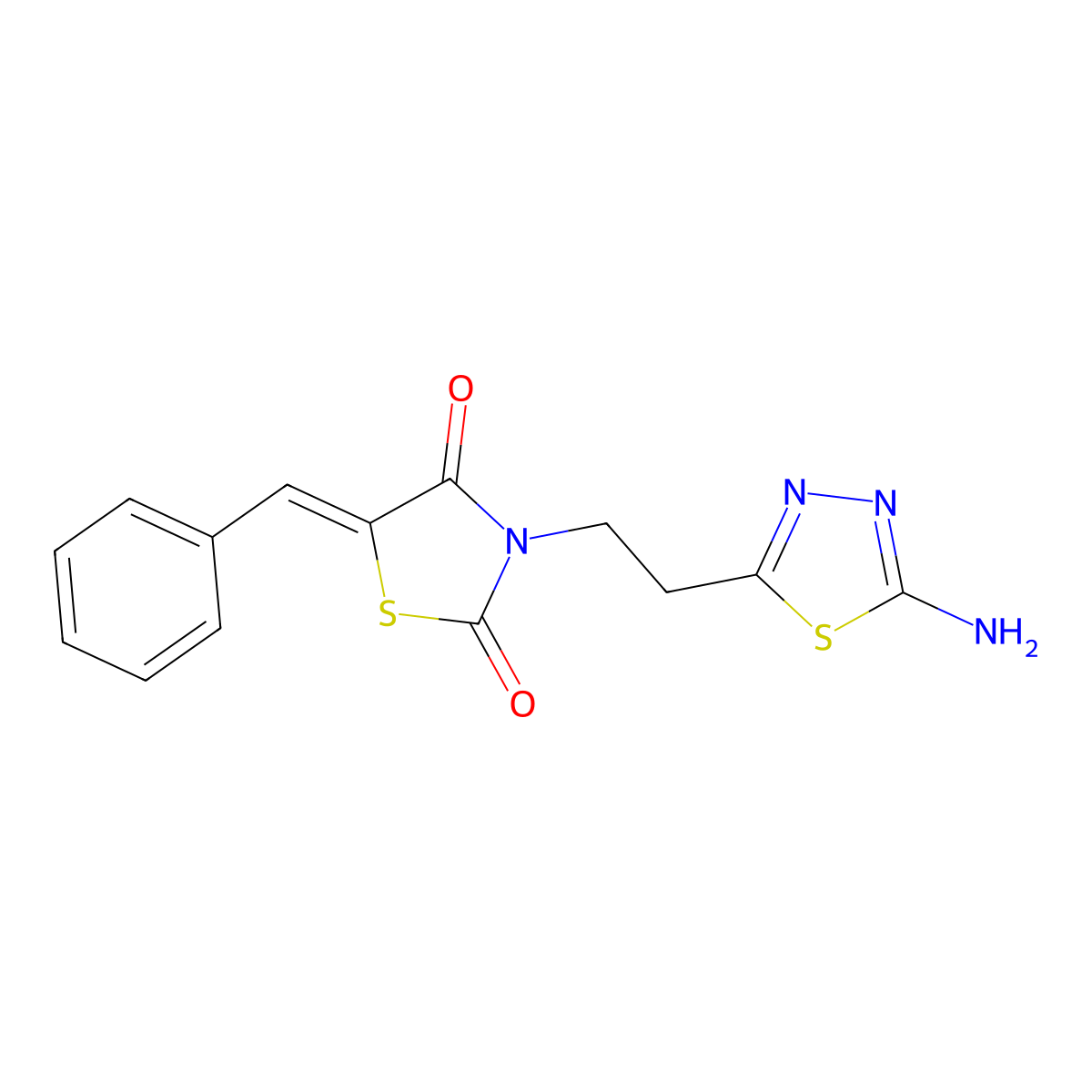 3-[2-(5-Amino-1,3,4-thiadiazol-2-yl)ethyl]-5-benzylidene-1,3-thiazolidine-2,4-dione molecular structure, CAS 302949-05-9
