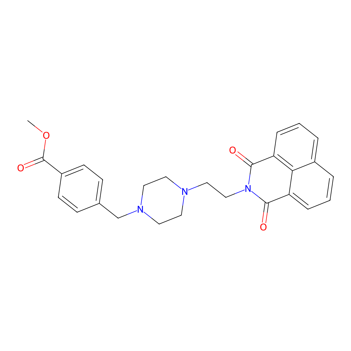 methyl 4-((4-(2-(1,3-dioxo-1H-benzo[de]isoquinolin-2(3H)-yl)ethyl)piperazin-1-yl)methyl)benzoate molecular structure, CAS 302949-19-5