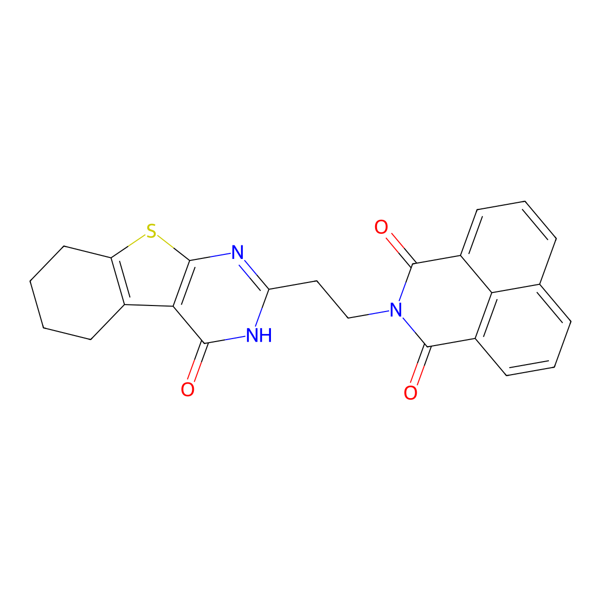 2-[2-(4-oxo-5,6,7,8-tetrahydro-3H-[1]benzothiolo[2,3-d]pyrimidin-2-yl)ethyl]benzo[de]isoquinoline-1,3-dione molecular structure, CAS 302949-20-8