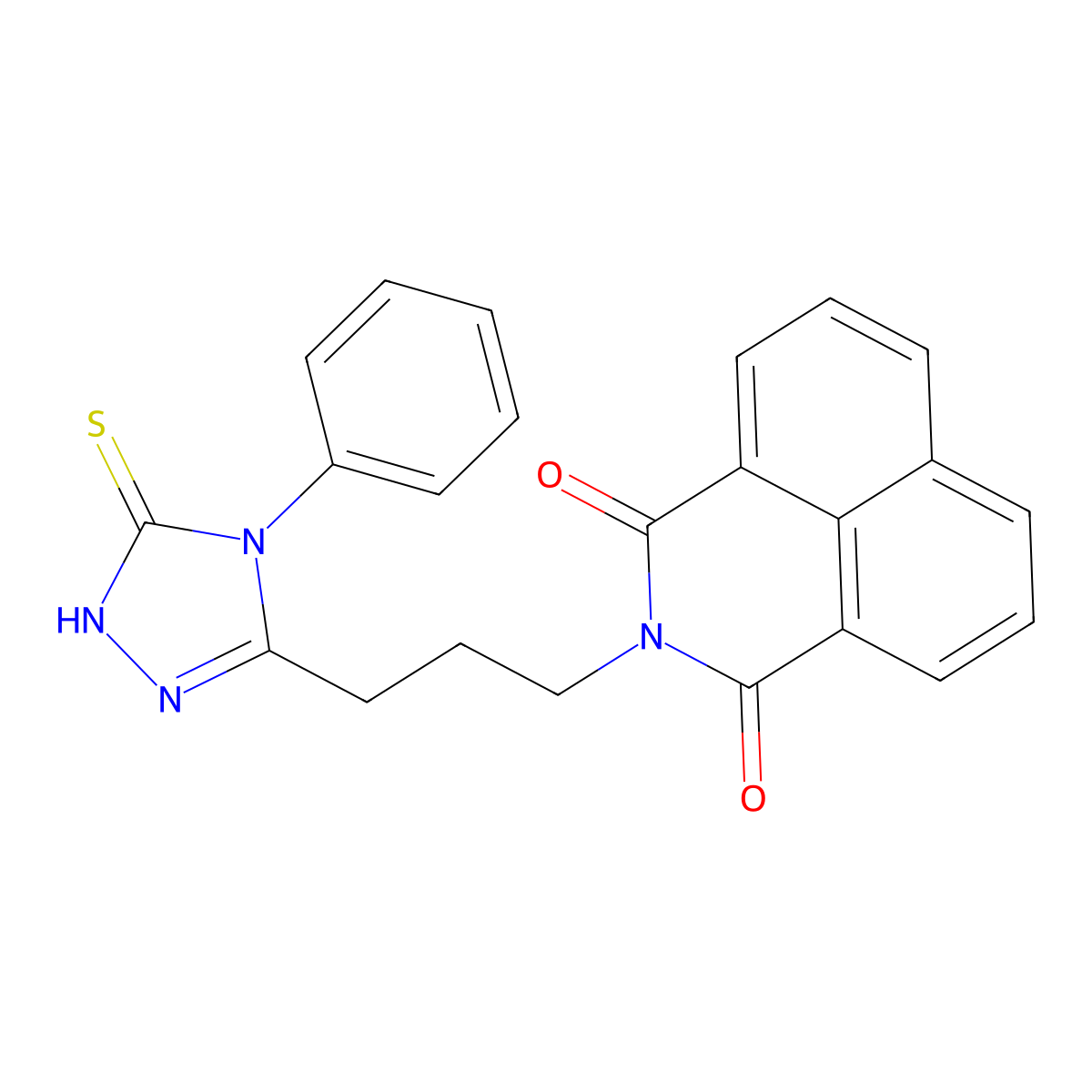 2-[3-(4-phenyl-5-thioxo-4,5-dihydro-1H-1,2,4-triazol-3-yl)propyl]-1H-benzo[de]isoquinoline-1,3(2H)-dione molecular structure, CAS 302949-22-0