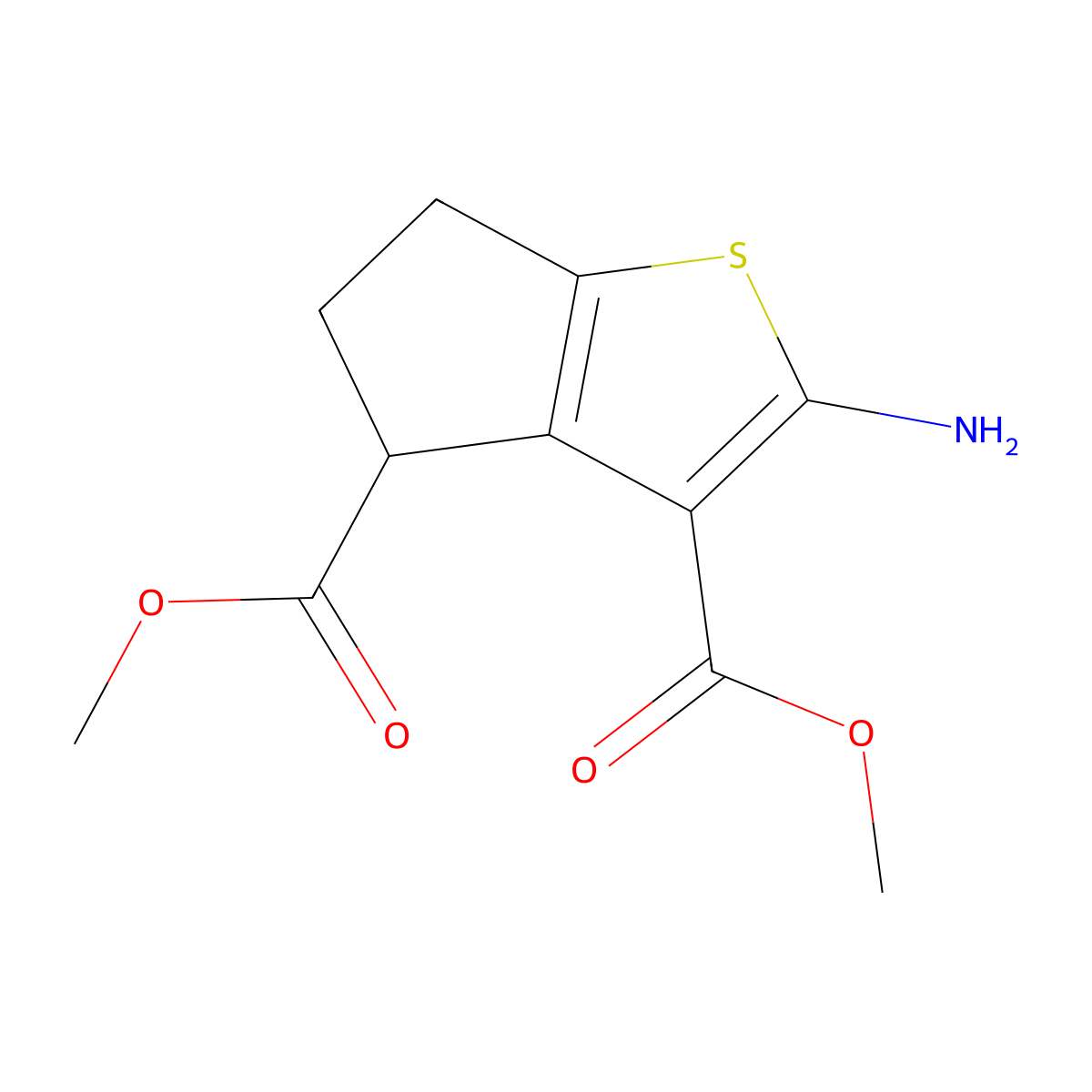 dimethyl 2-amino-5,6-dihydro-4H-cyclopenta[b]thiophene-3,4-dicarboxylate molecular structure, CAS 302949-27-5