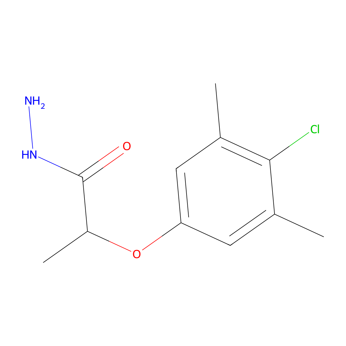 2-(4-Chloro-3,5-dimethylphenoxy)propanohydrazide molecular structure, CAS 302949-31-1