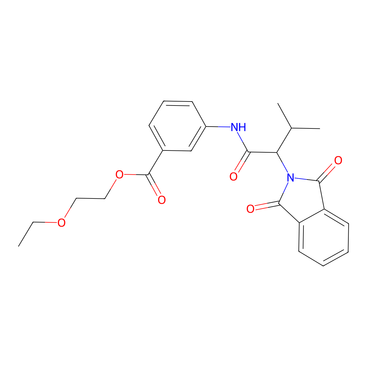 2-ethoxyethyl 3-{[2-(1,3-dioxo-1,3-dihydro-2H-isoindol-2-yl)-3-methylbutanoyl]amino}benzoate molecular structure, CAS 302949-40-2