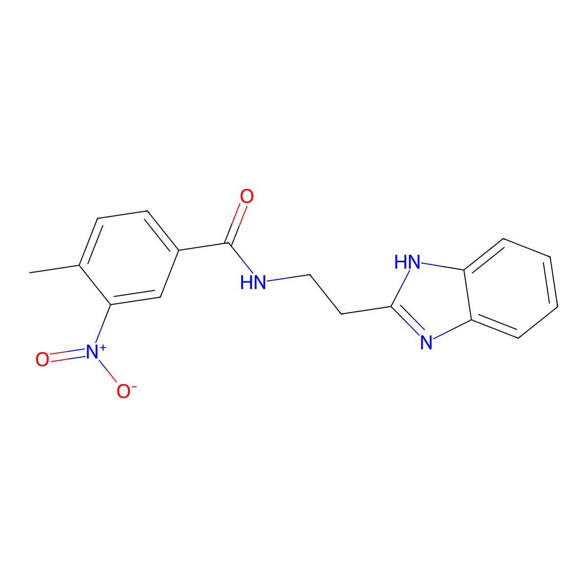 N-[2-(1H-benzimidazol-2-yl)ethyl]-4-methyl-3-nitrobenzamide molecular structure, CAS 302949-47-9