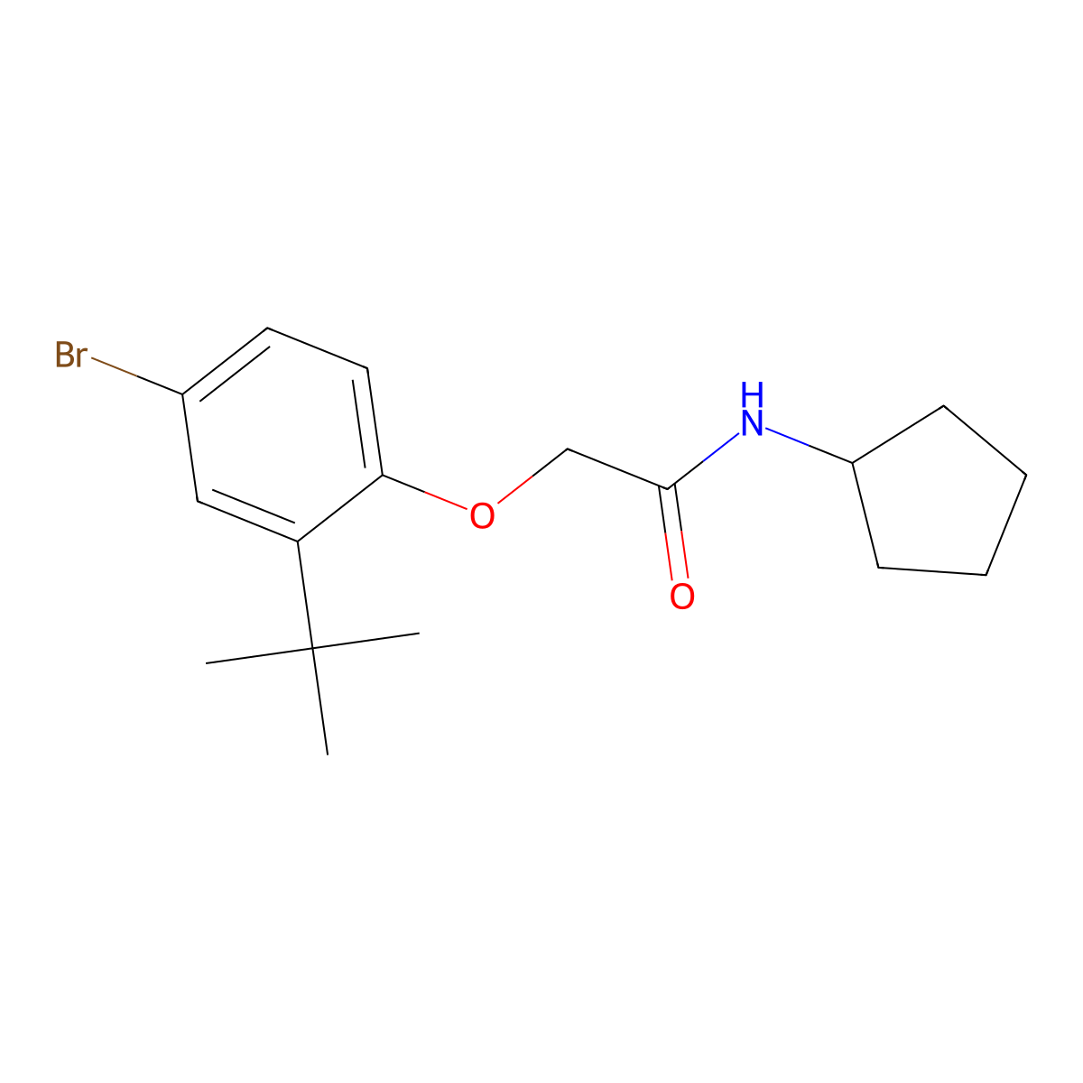 2-[2-(tert-butyl)-4-bromophenoxy]-N-cyclopentylacetamide molecular structure, CAS 302949-69-5