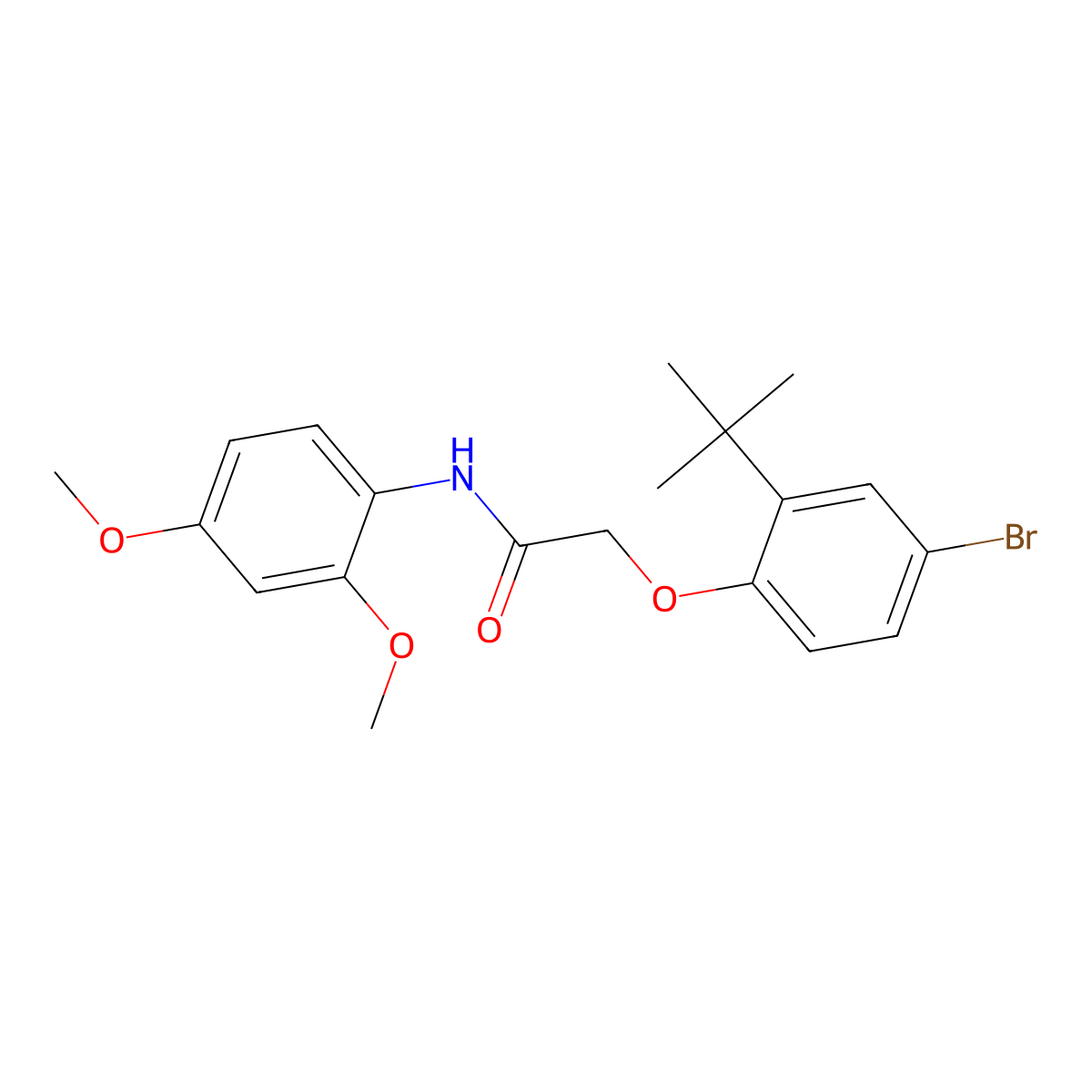 2-(4-bromo-2-(tert-butyl)phenoxy)-N-(2,4-dimethoxyphenyl)acetamide molecular structure, CAS 302949-74-2