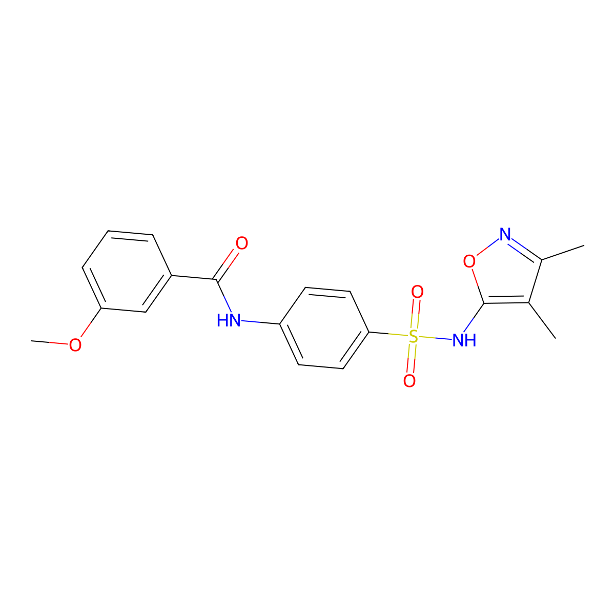 N-(4-(N-(3,4-dimethylisoxazol-5-yl)sulfamoyl)phenyl)-3-methoxybenzamide molecular structure, CAS 302950-24-9