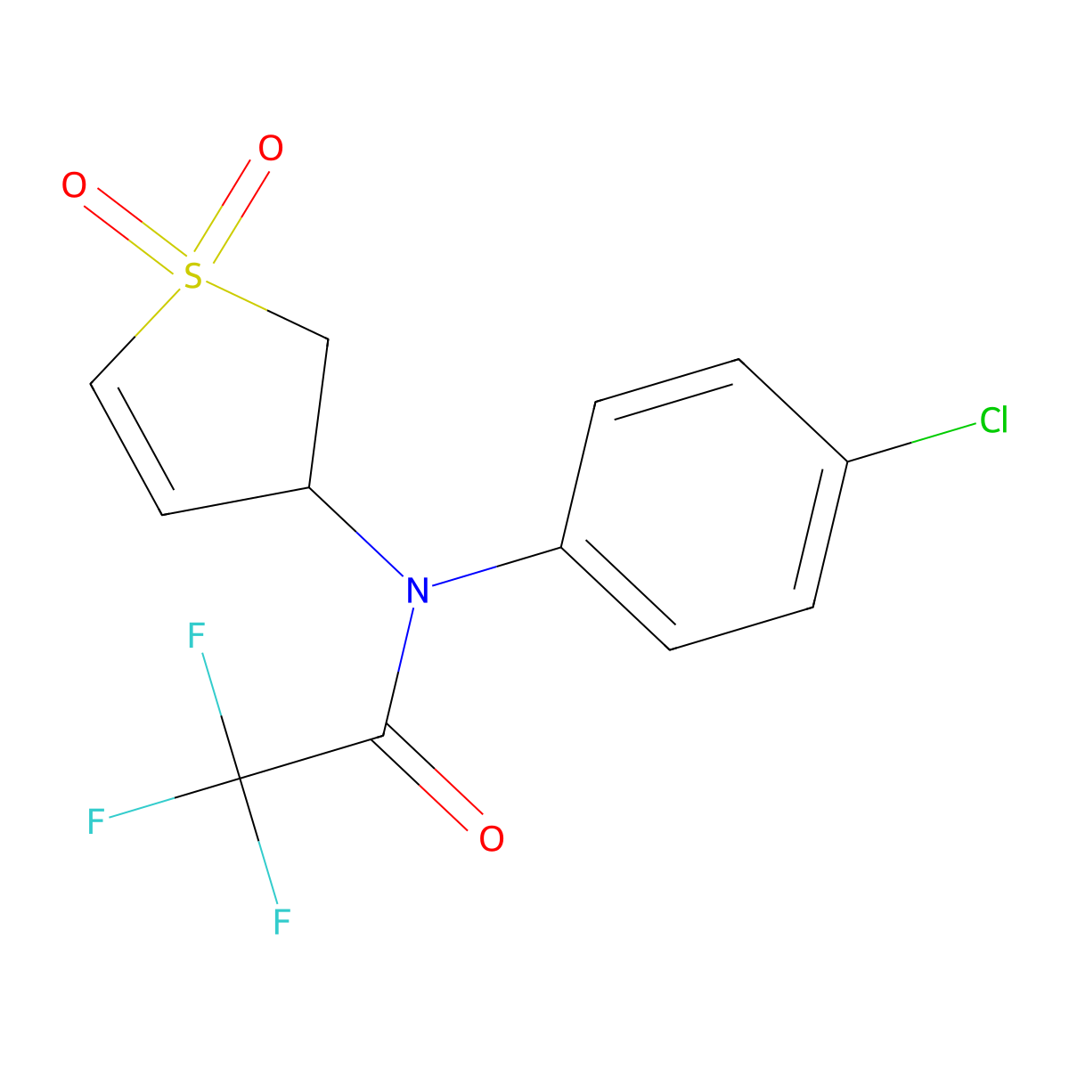 N-(4-chlorophenyl)-N-(1,1-dioxo-2,3-dihydrothiophen-3-yl)-2,2,2-trifluoroacetamide molecular structure, CAS 302950-44-3