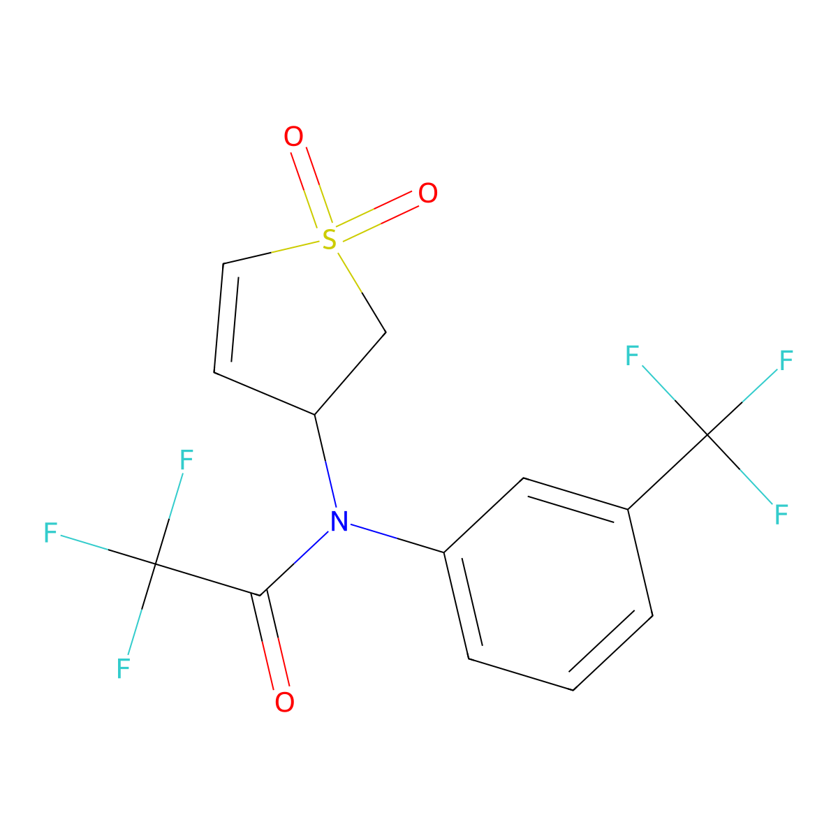 N-(1,1-dioxo-2,3-dihydrothiophen-3-yl)-2,2,2-trifluoro-N-[3-(trifluoromethyl)phenyl]acetamide molecular structure, CAS 302950-47-6