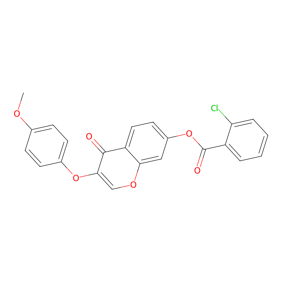 3-(4-methoxyphenoxy)-4-oxo-4H-chromen-7-yl 2-chlorobenzoate molecular structure, CAS 302951-06-0