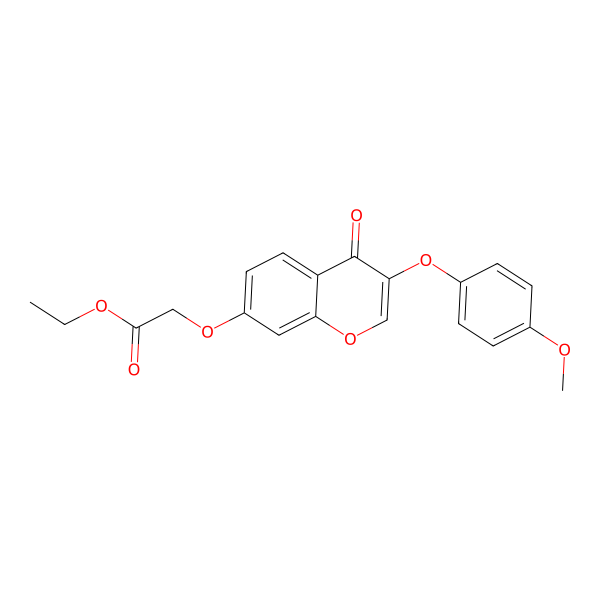 Ethyl 2-[3-(4-methoxyphenoxy)-4-oxochromen-7-yloxy]acetate molecular structure, CAS 302951-17-3