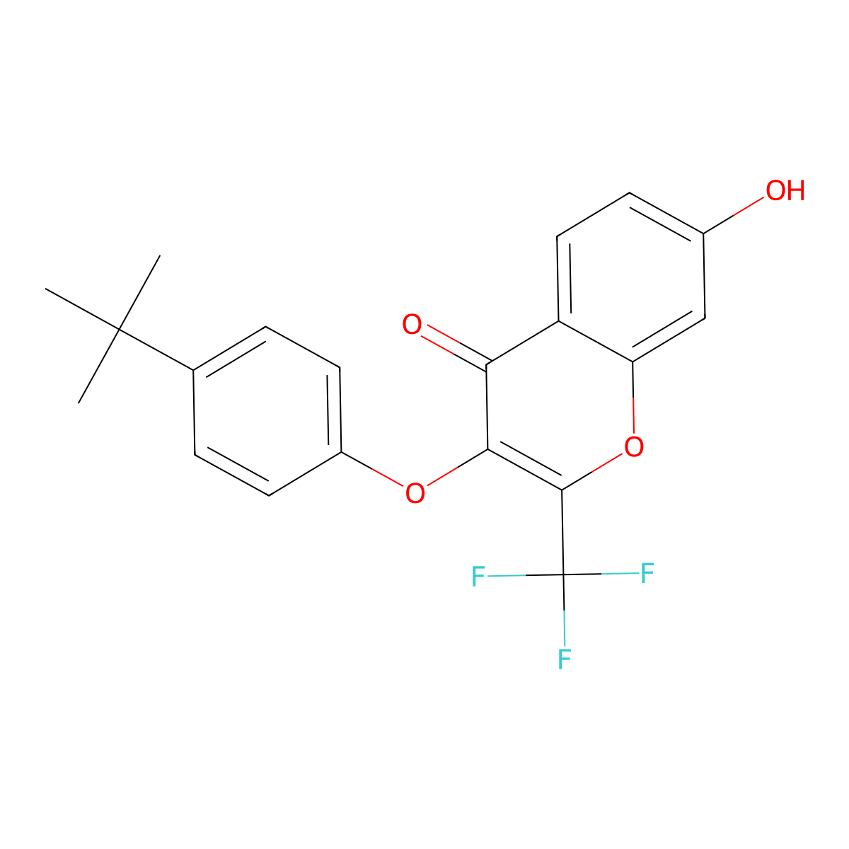 3-(4-Tert-butylphenoxy)-7-hydroxy-2-(trifluoromethyl)chromen-4-one molecular structure, CAS 302951-28-6