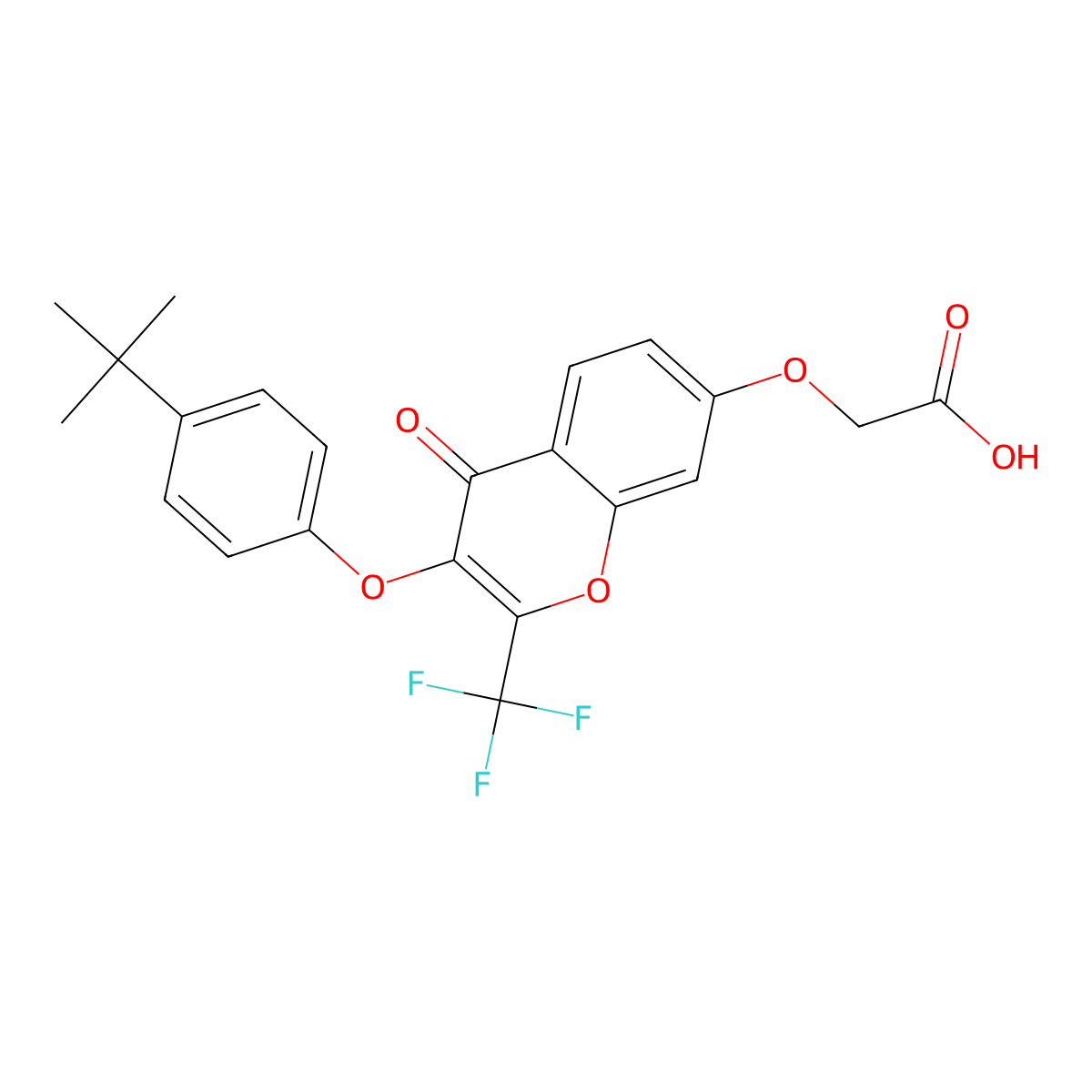 {[3-(4-tert-butylphenoxy)-4-oxo-2-(trifluoromethyl)-4H-chromen-7-yl]oxy}acetic acid molecular structure, CAS 302951-37-7