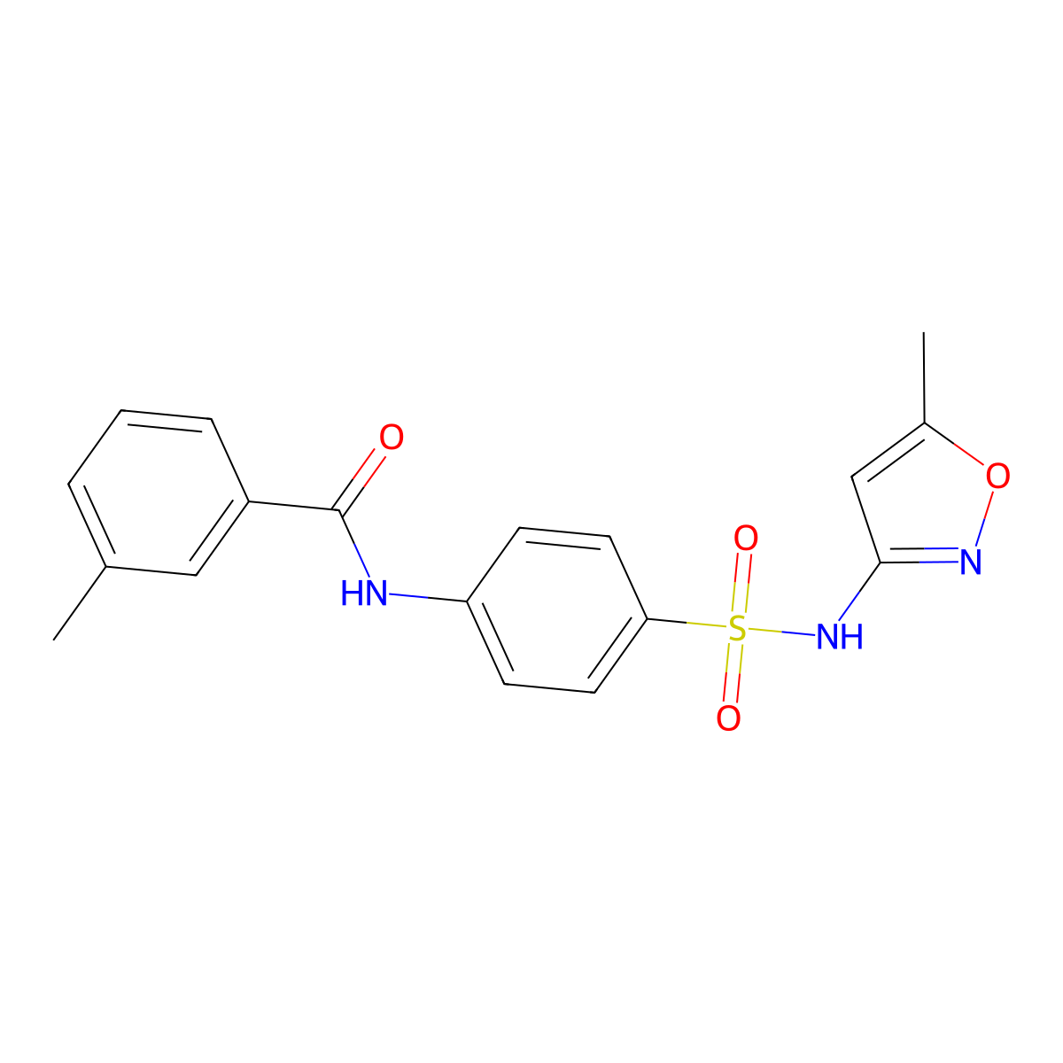 3-methyl-N-(4-(N-(5-methylisoxazol-3-yl)sulfamoyl)phenyl)benzamide molecular structure, CAS 302951-45-7