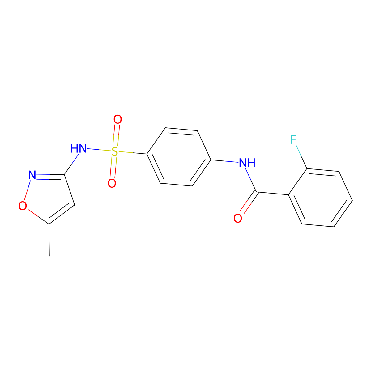 2-fluoro-N-(4-(N-(5-methylisoxazol-3-yl)sulfamoyl)phenyl)benzamide molecular structure, CAS 302951-49-1