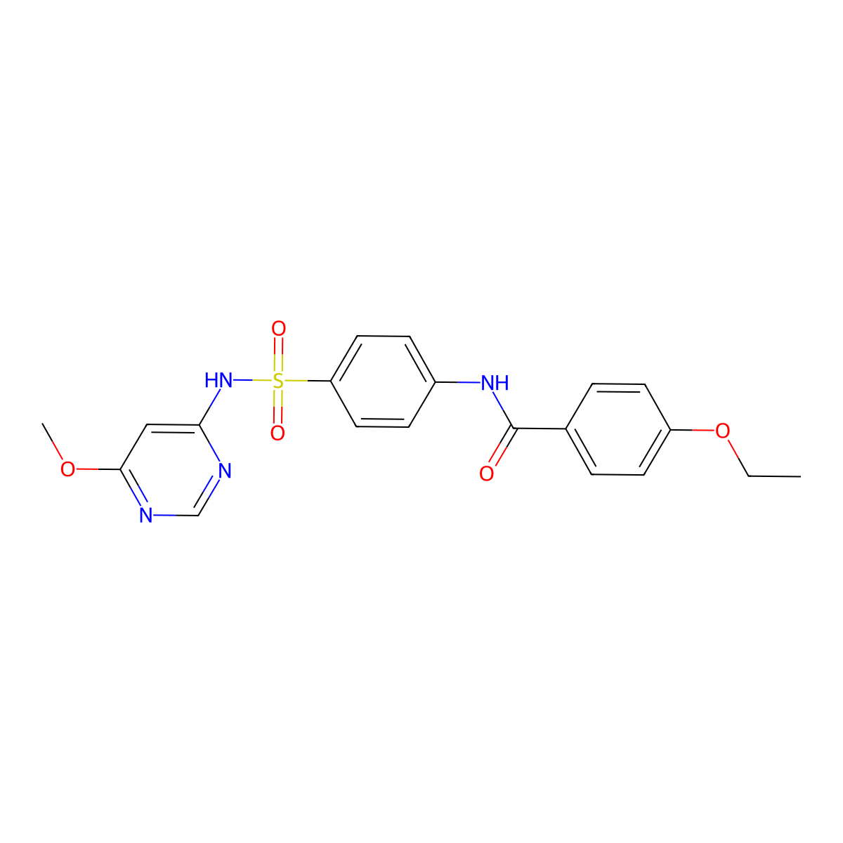 4-ethoxy-N-(4-(N-(6-methoxypyrimidin-4-yl)sulfamoyl)phenyl)benzamide molecular structure, CAS 302951-53-7