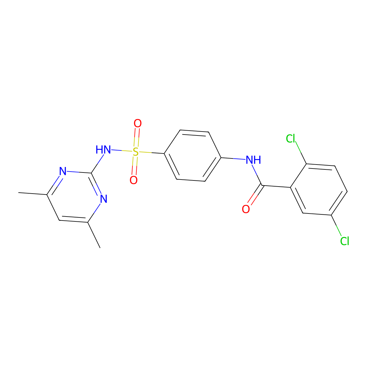 2,5-dichloro-N-{4-[(4,6-dimethylpyrimidin-2-yl)sulfamoyl]phenyl}benzamide molecular structure, CAS 302951-66-2