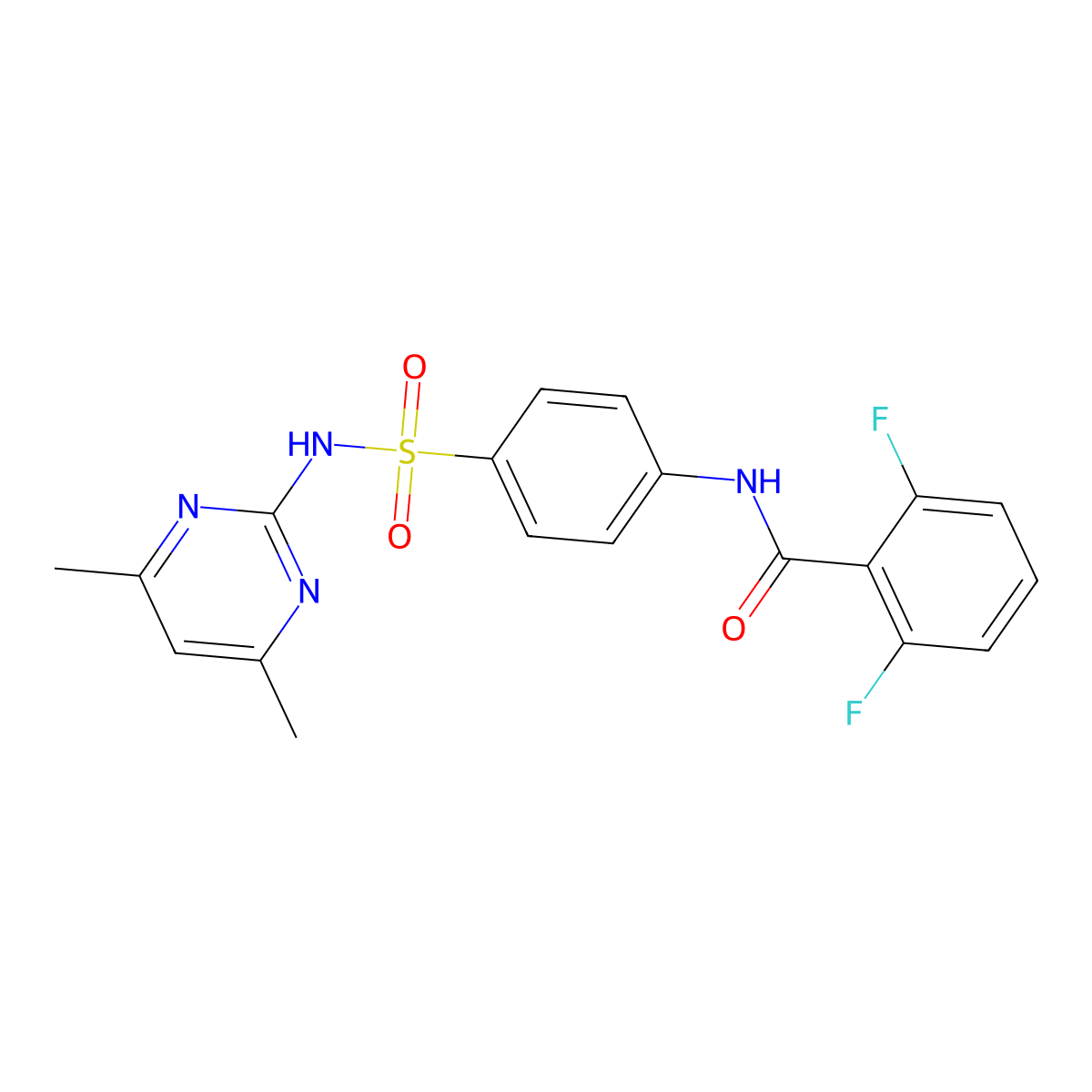 N-(4-(N-(4,6-dimethylpyrimidin-2-yl)sulfamoyl)phenyl)-2,6-difluorobenzamide molecular structure, CAS 302951-76-4
