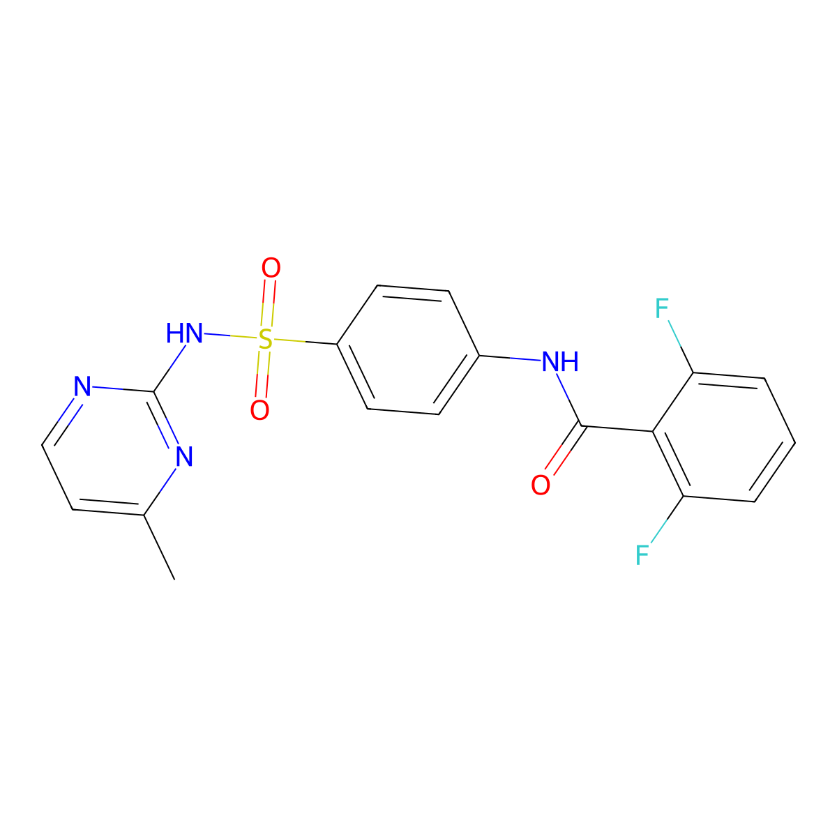 2,6-difluoro-N-(4-(N-(4-methylpyrimidin-2-yl)sulfamoyl)phenyl)benzamide molecular structure, CAS 302951-77-5