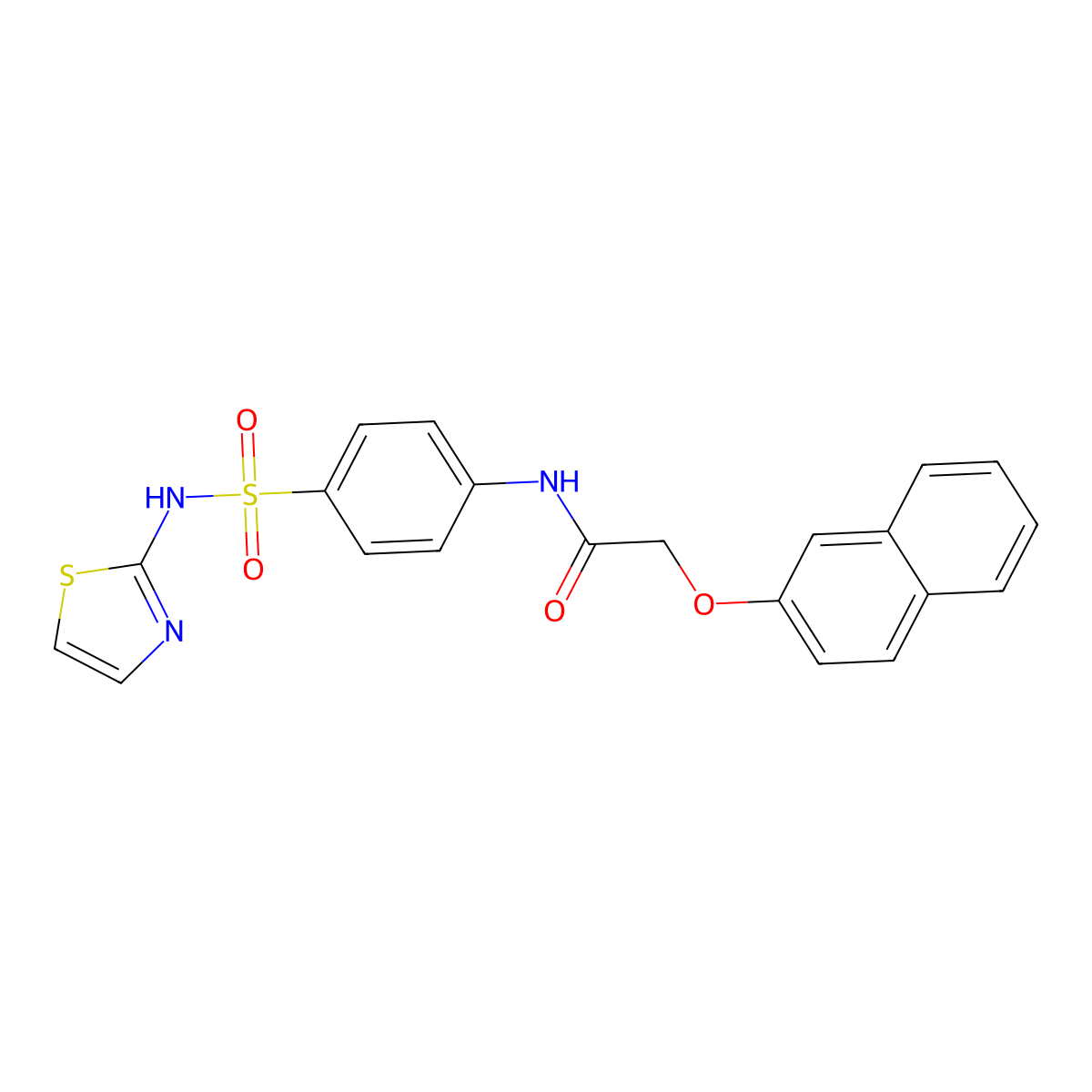 2-(naphthalen-2-yloxy)-N-[4-(1,3-thiazol-2-ylsulfamoyl)phenyl]acetamide molecular structure, CAS 302951-79-7