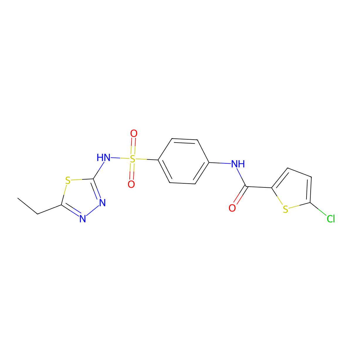 5-chloro-N-{4-[(5-ethyl-1,3,4-thiadiazol-2-yl)sulfamoyl]phenyl}thiophene-2-carboxamide molecular structure, CAS 302951-90-2