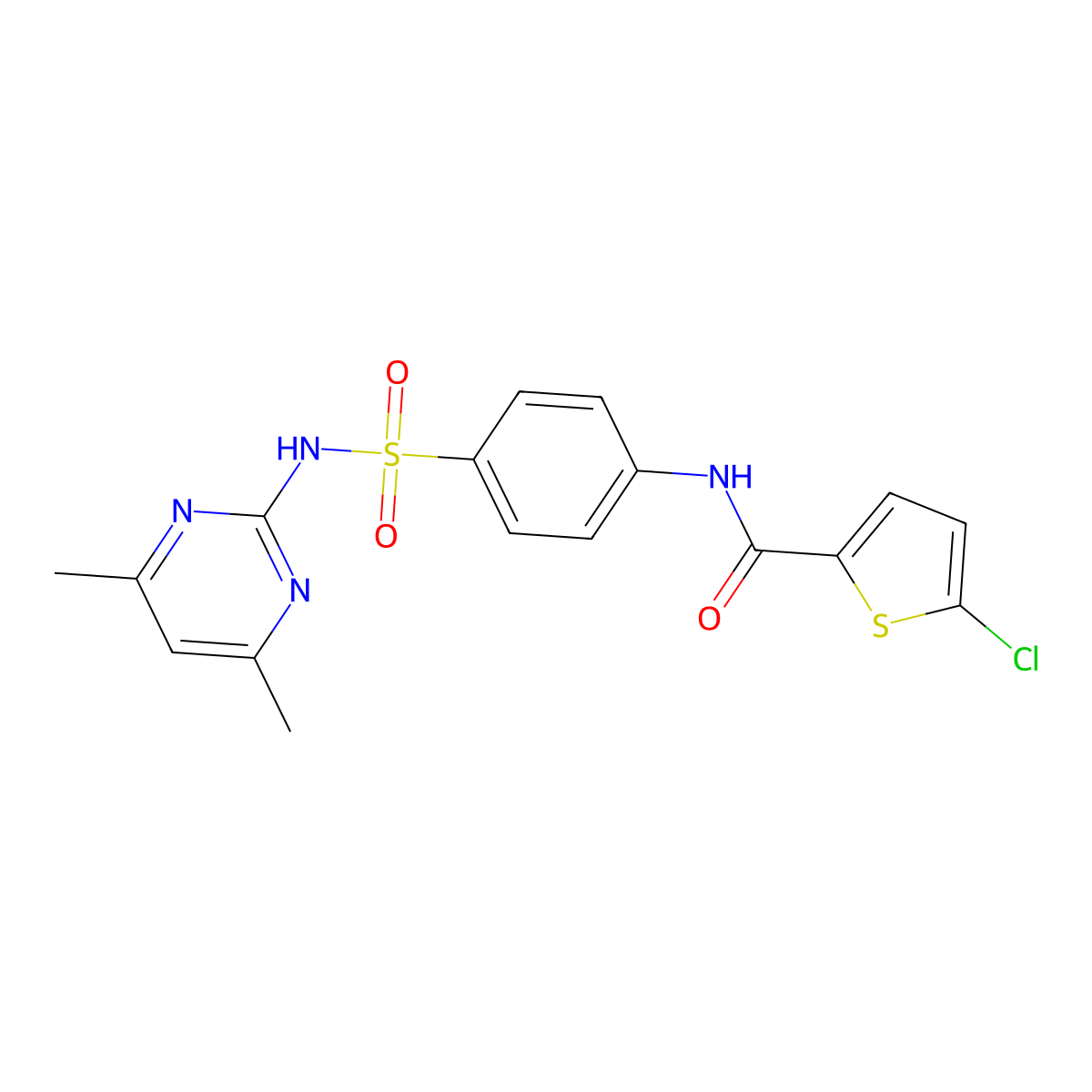 5-chloro-N-(4-(N-(4,6-dimethylpyrimidin-2-yl)sulfamoyl)phenyl)thiophene-2-carboxamide molecular structure, CAS 302951-91-3
