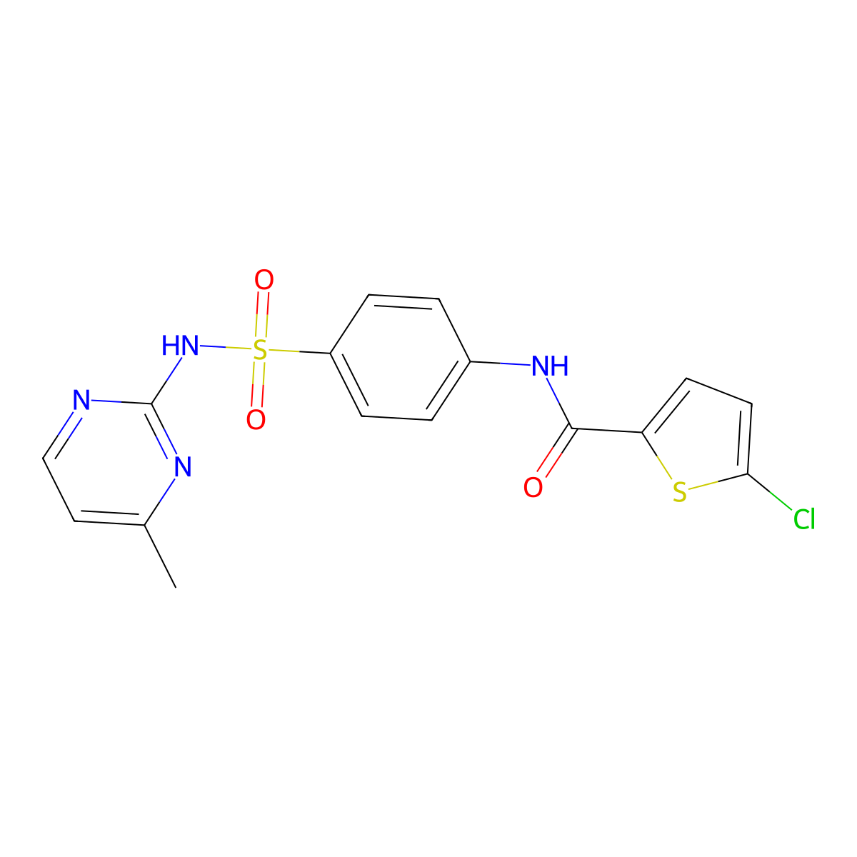 5-chloro-N-[4-[(4-methylpyrimidin-2-yl)sulfamoyl]phenyl]thiophene-2-carboxamide molecular structure, CAS 302951-98-0