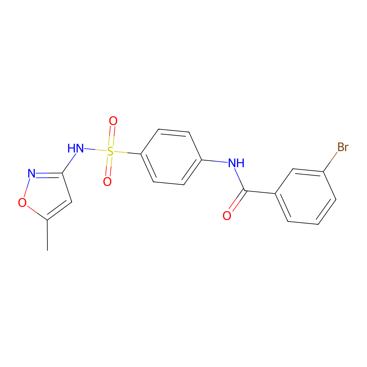 3-bromo-N-(4-(N-(5-methylisoxazol-3-yl)sulfamoyl)phenyl)benzamide molecular structure, CAS 302952-01-8