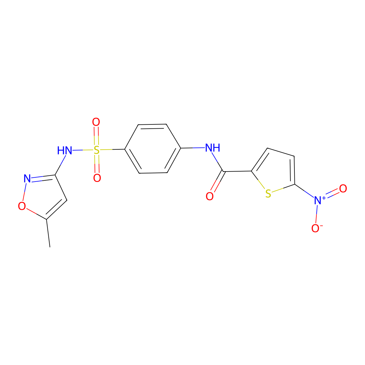 N-{4-[(5-Methyl-1,2-oxazol-3-YL)sulfamoyl]phenyl}-5-nitrothiophene-2-carboxamide molecular structure, CAS 302952-05-2
