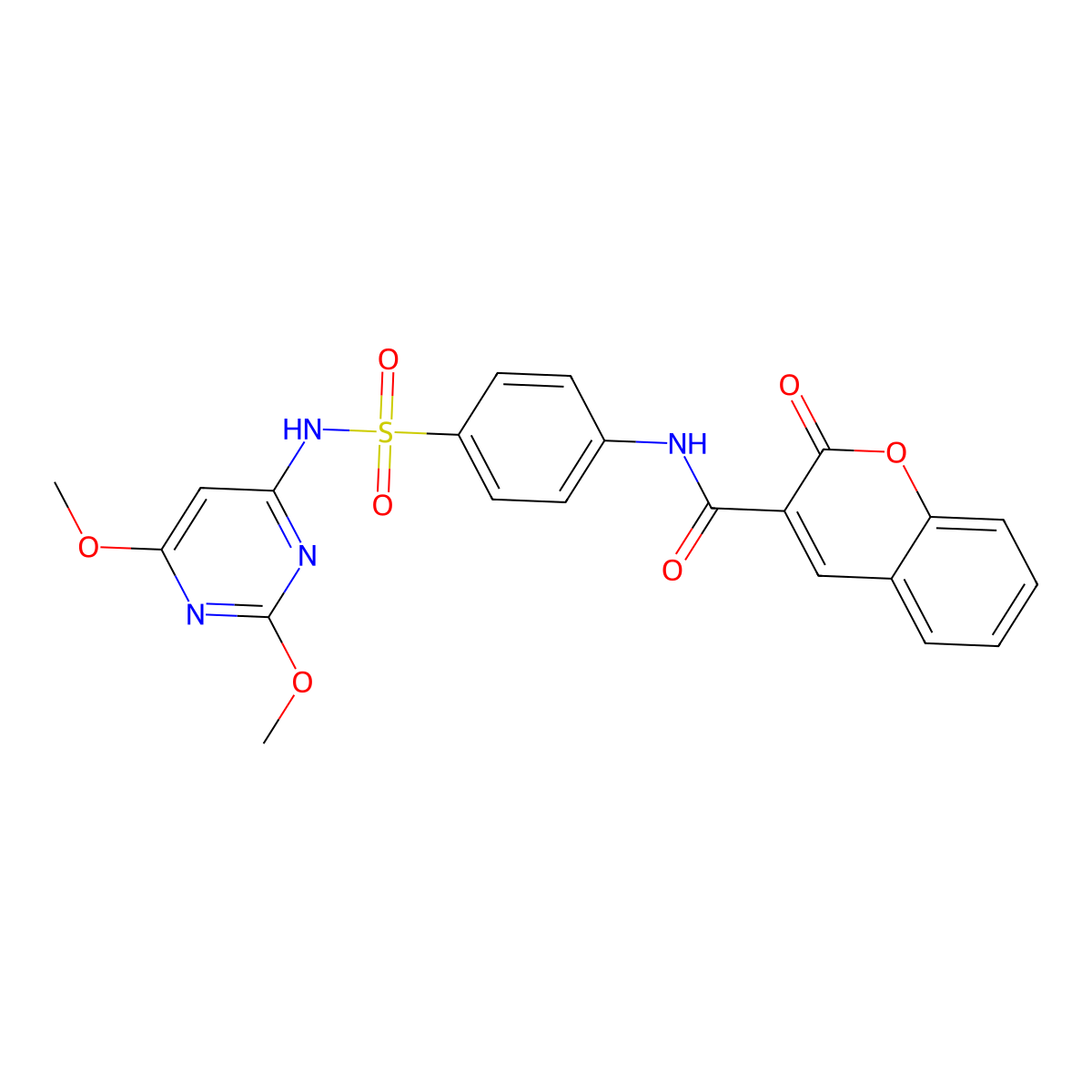 N-{4-[(2,6-dimethoxypyrimidin-4-yl)sulfamoyl]phenyl}-2-oxo-2H-chromene-3-carboxamide molecular structure, CAS 302952-15-4