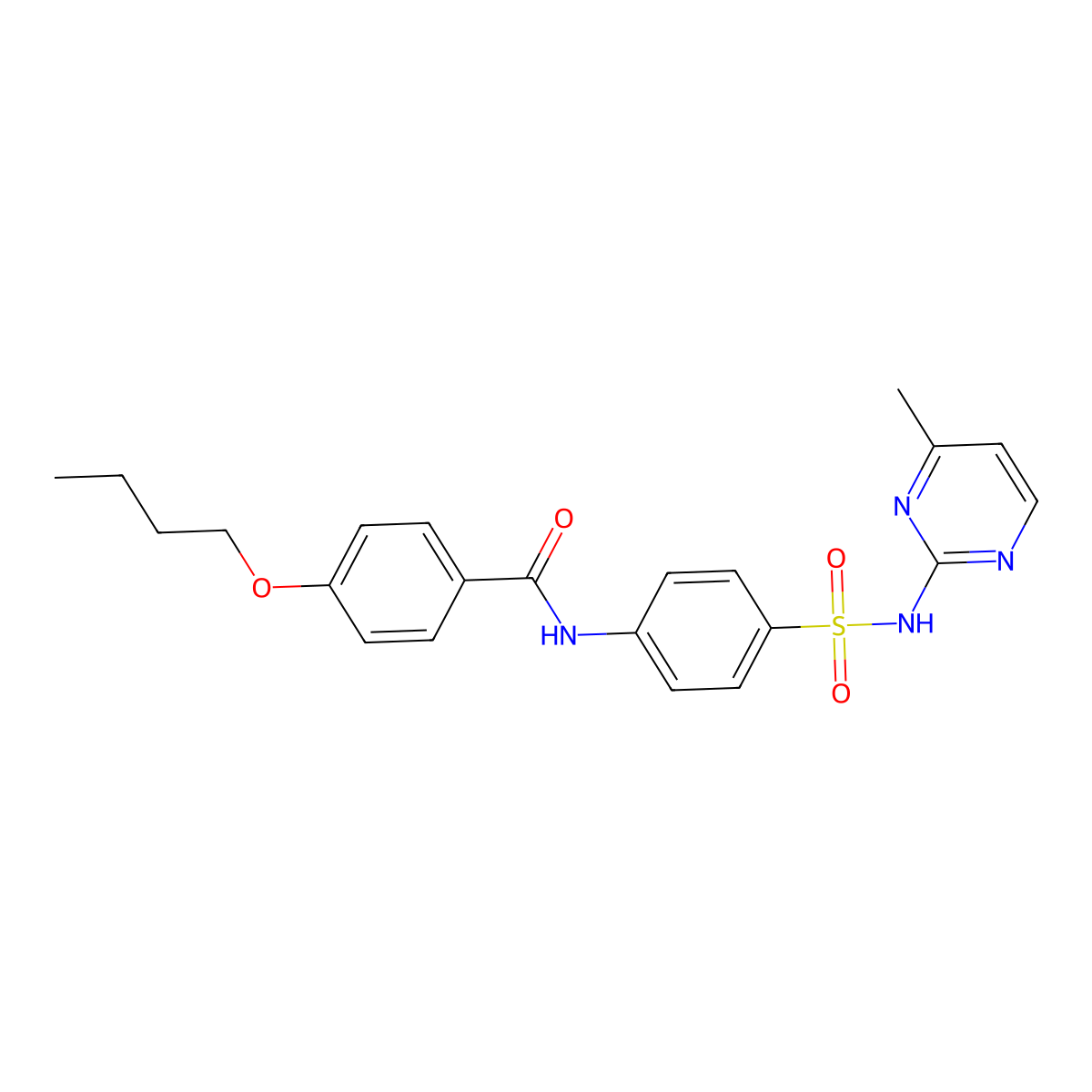 4-butoxy-N-{4-[(4-methylpyrimidin-2-yl)sulfamoyl]phenyl}benzamide molecular structure, CAS 302952-29-0