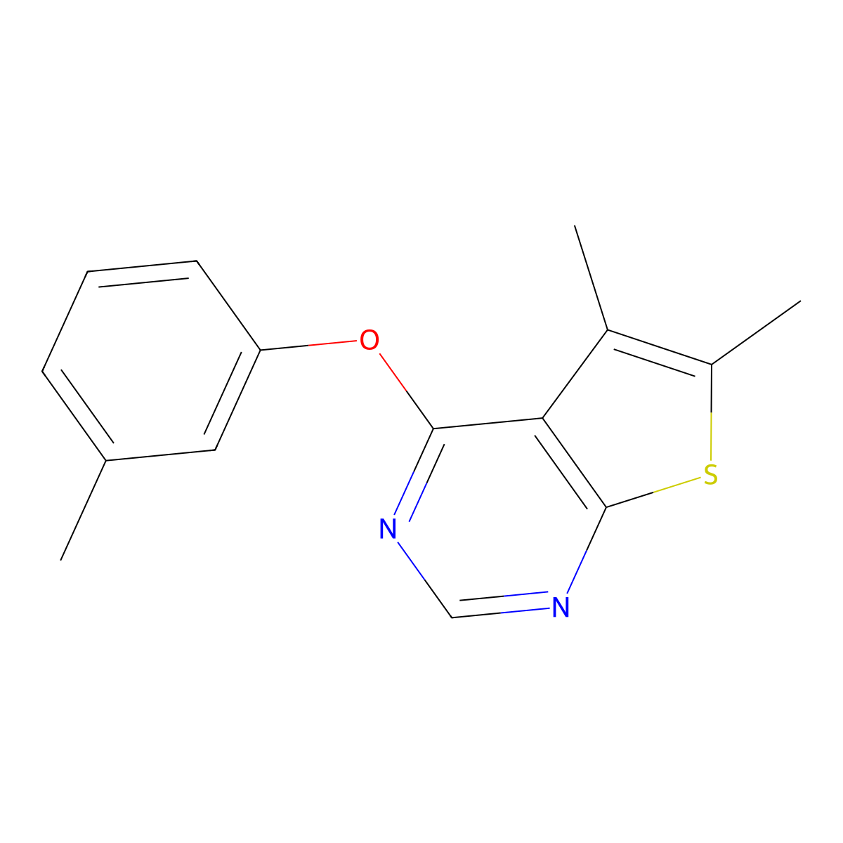 5,6-Dimethyl-4-(3-methylphenoxy)thieno[2,3-d]pyrimidine molecular structure, CAS 302952-42-7