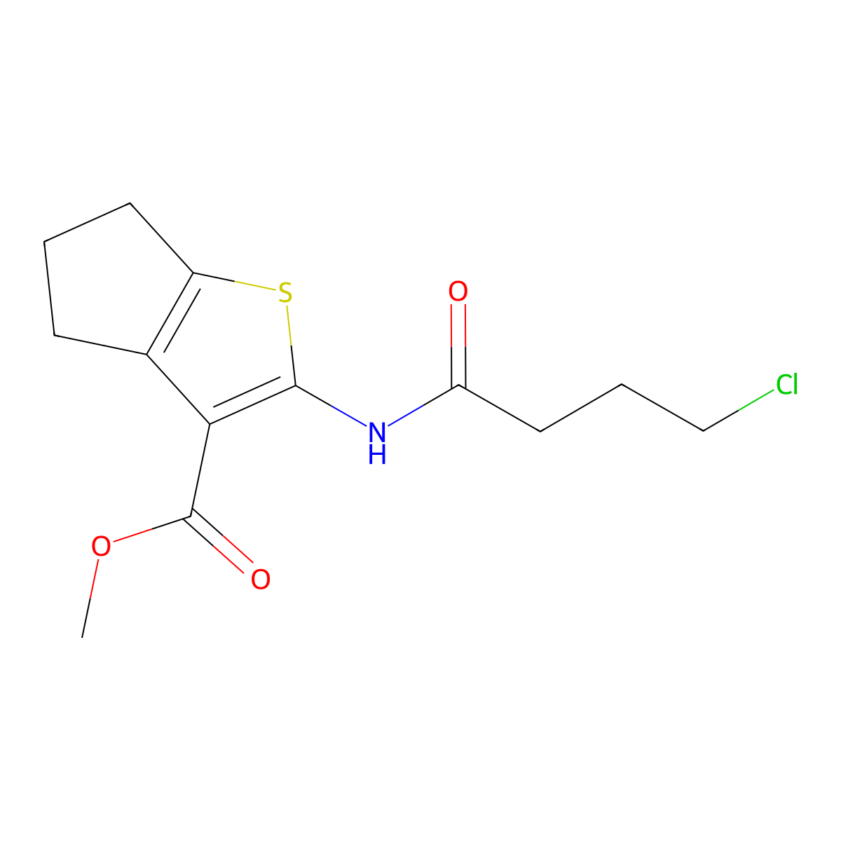 methyl 2-[(4-chlorobutanoyl)amino]-5,6-dihydro-4H-cyclopenta[b]thiophene-3-carboxylate molecular structure, CAS 302952-44-9