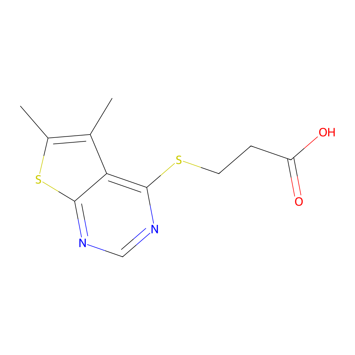 3-({5,6-Dimethylthieno[2,3-d]pyrimidin-4-yl}sulfanyl)propanoic acid molecular structure, CAS 302952-45-0