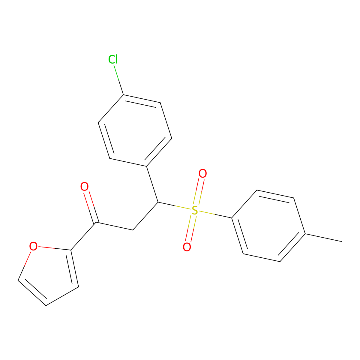 3-(4-Chlorophenyl)-1-(furan-2-yl)-3-[(4-methylphenyl)sulfonyl]propan-1-one molecular structure, CAS 302952-49-4