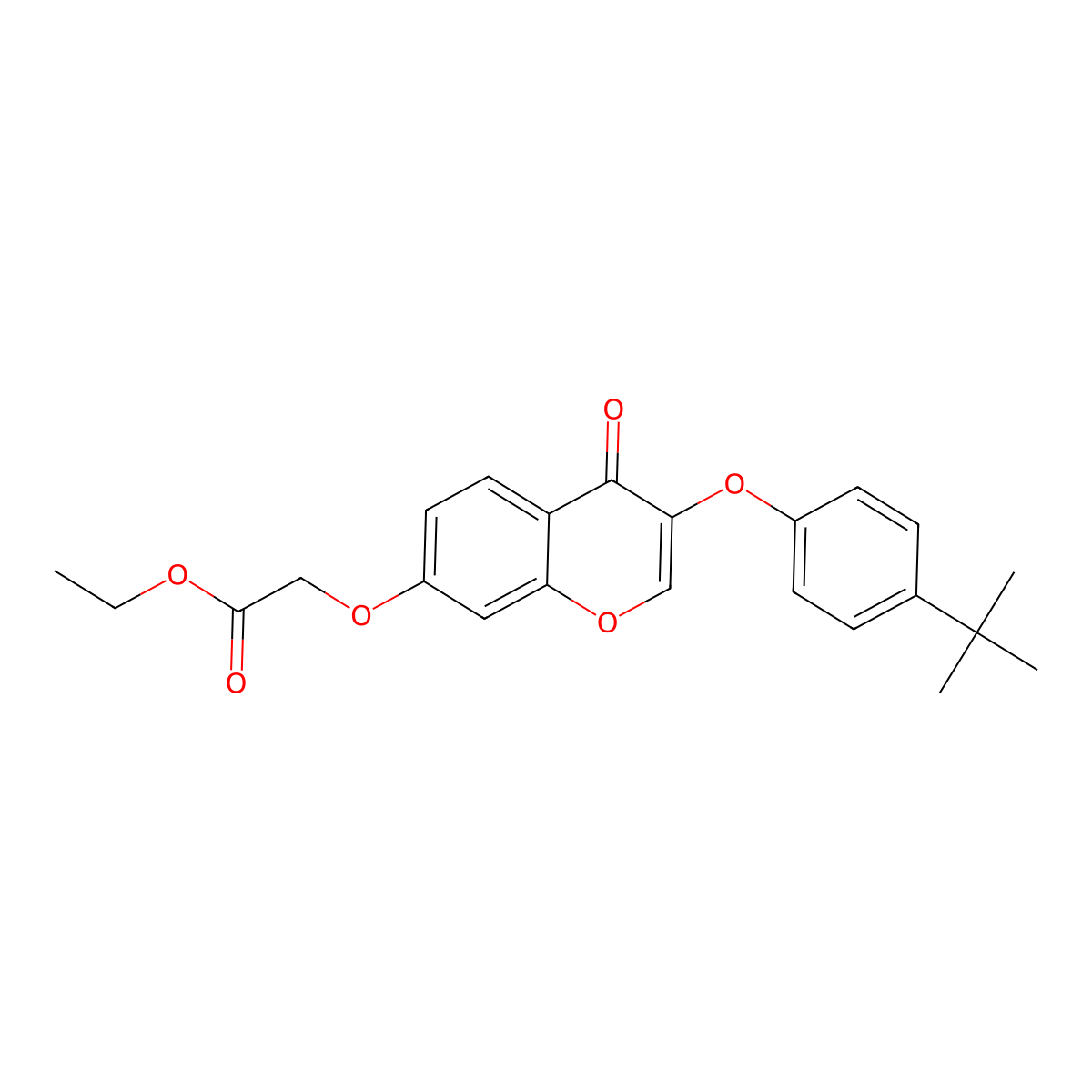 Ethyl 2-[3-(4-tert-butylphenoxy)-4-oxochromen-7-yl]oxyacetate molecular structure, CAS 302952-68-7