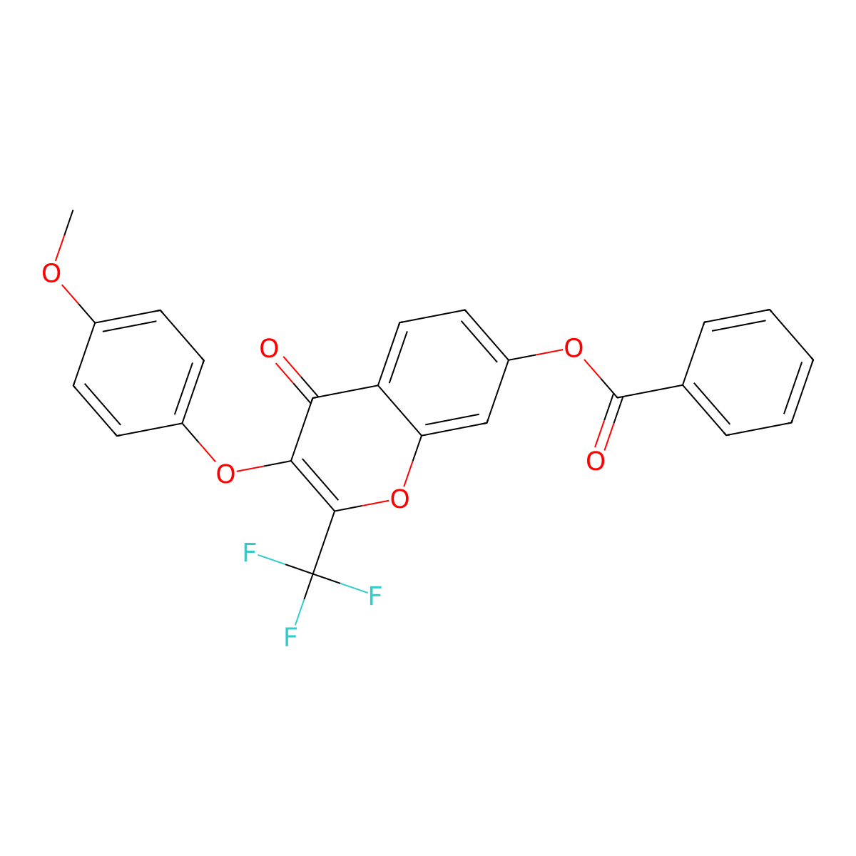 3-(4-methoxyphenoxy)-4-oxo-2-(trifluoromethyl)-4H-chromen-7-yl benzoate molecular structure, CAS 302952-83-6