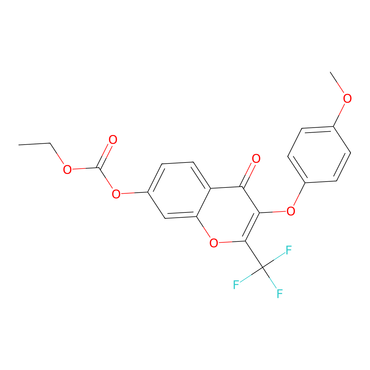 ethyl 3-(4-methoxyphenoxy)-4-oxo-2-(trifluoromethyl)-4H-chromen-7-yl carbonate molecular structure, CAS 302952-92-7