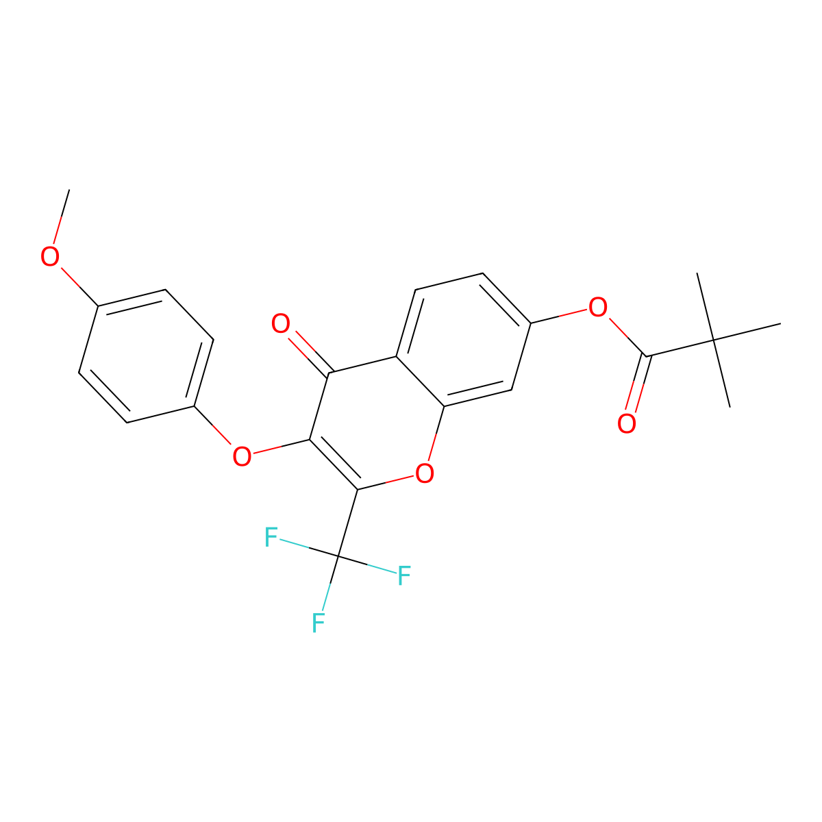 3-(4-methoxyphenoxy)-4-oxo-2-(trifluoromethyl)-4H-chromen-7-yl pivalate molecular structure, CAS 302952-93-8