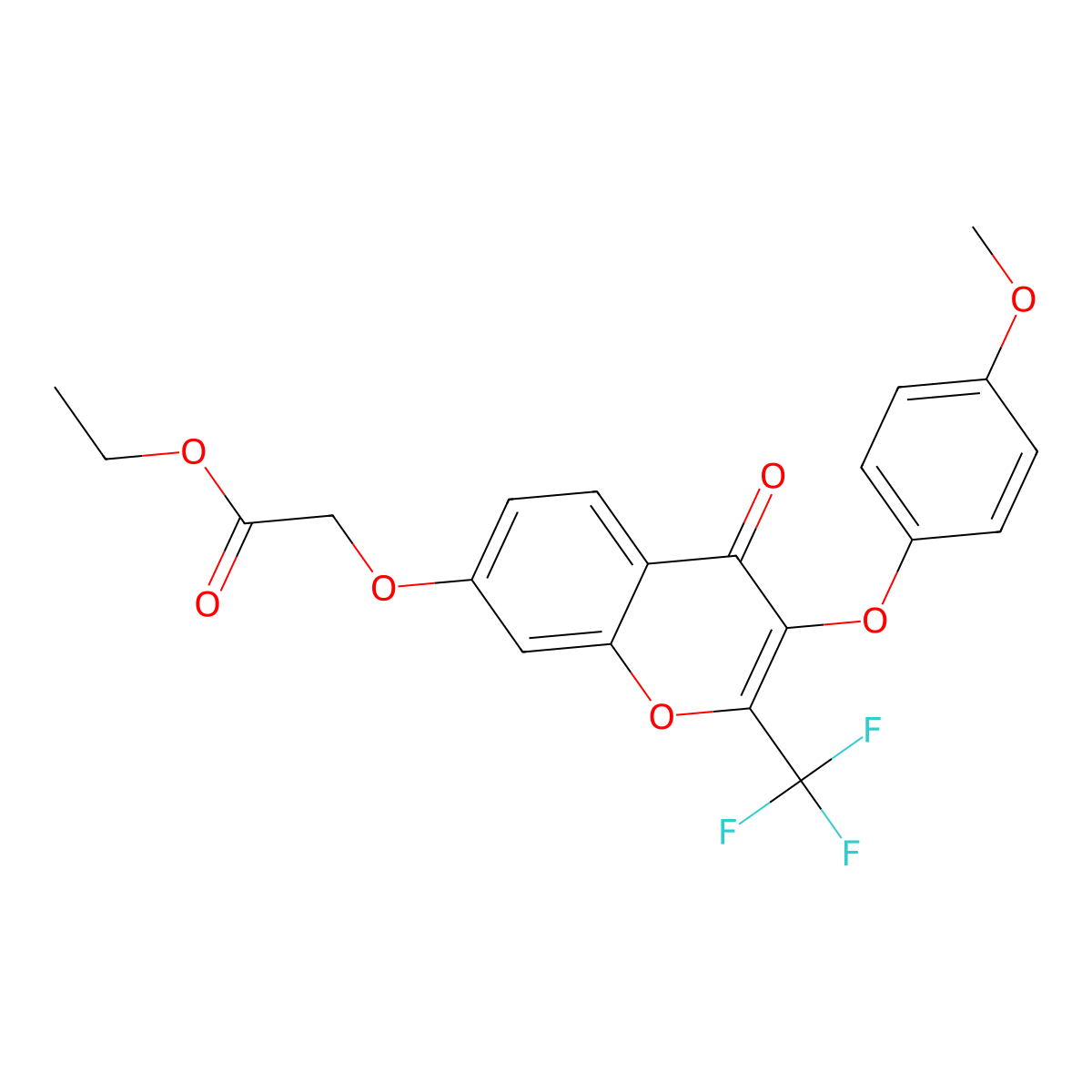 ethyl {[3-(4-methoxyphenoxy)-4-oxo-2-(trifluoromethyl)-4H-chromen-7-yl]oxy}acetate molecular structure, CAS 302953-02-2