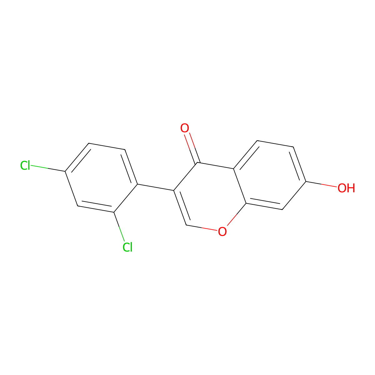 3-(2,4-dichlorophenyl)-7-hydroxy-4H-1-benzopyran-4-one molecular structure, CAS 302953-06-6
