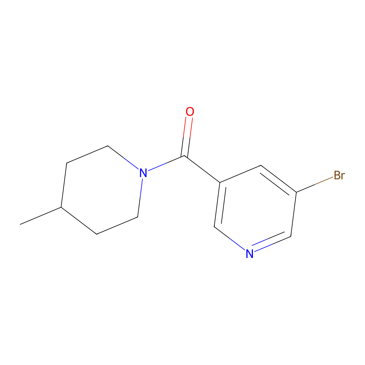 (5-Bromopyridin-3-yl)-(4-methylpiperidin-1-yl)methanone molecular structure, CAS 302953-14-6