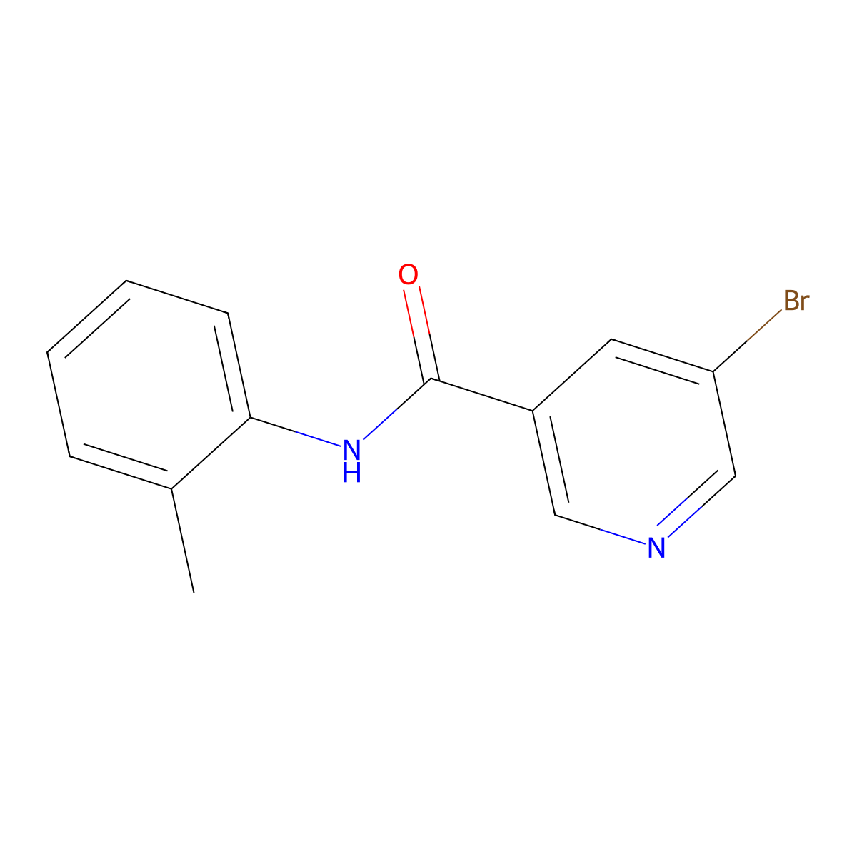 5-bromo-N-(2-methylphenyl)pyridine-3-carboxamide molecular structure, CAS 302953-17-9