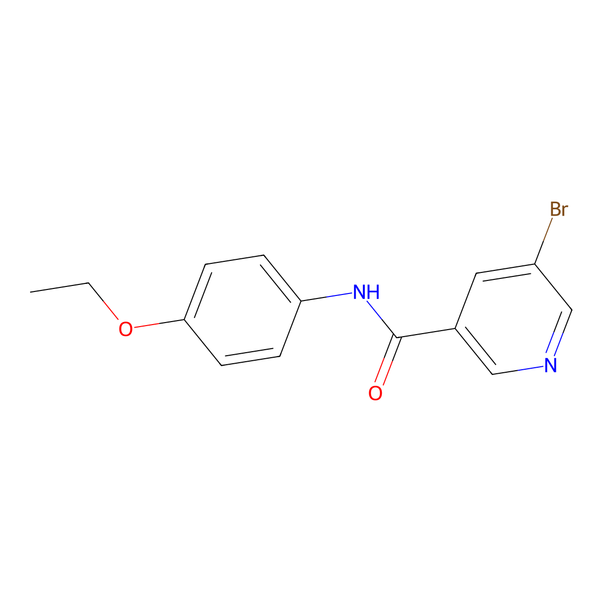 5-bromo-N-(4-ethoxyphenyl)pyridine-3-carboxamide molecular structure, CAS 302953-23-7