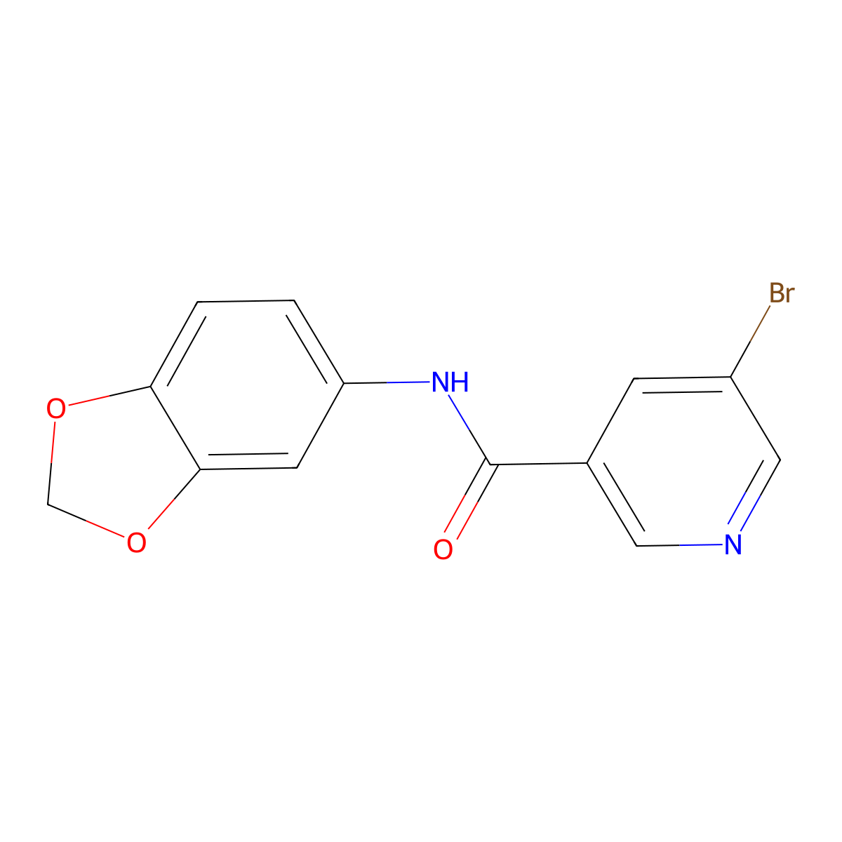 N-(1,3-benzodioxol-5-yl)-5-bromo-3-pyridinecarboxamide molecular structure, CAS 302953-28-2
