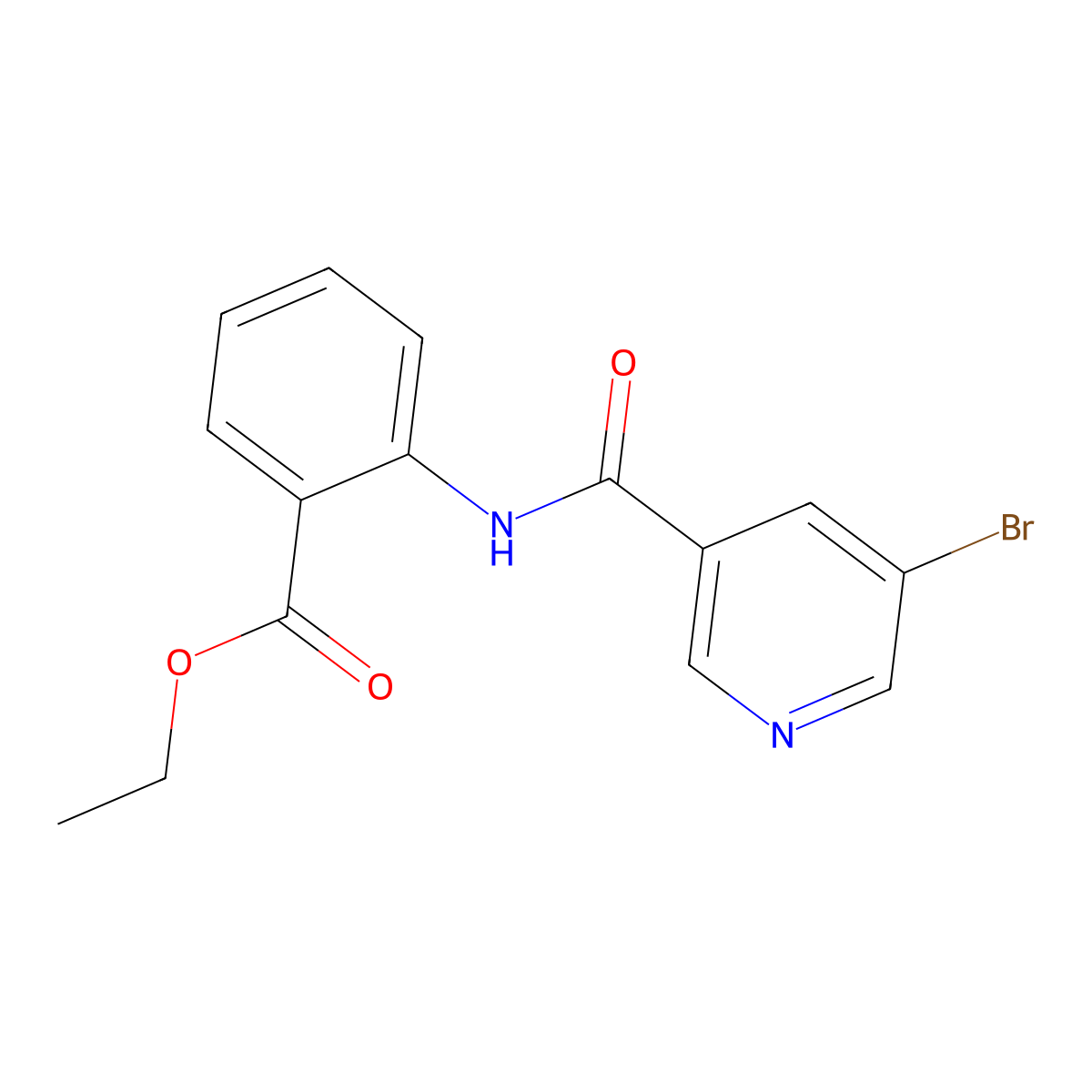 Ethyl 2-{[(5-bromo-3-pyridinyl)carbonyl]amino}benzoate molecular structure, CAS 302953-30-6