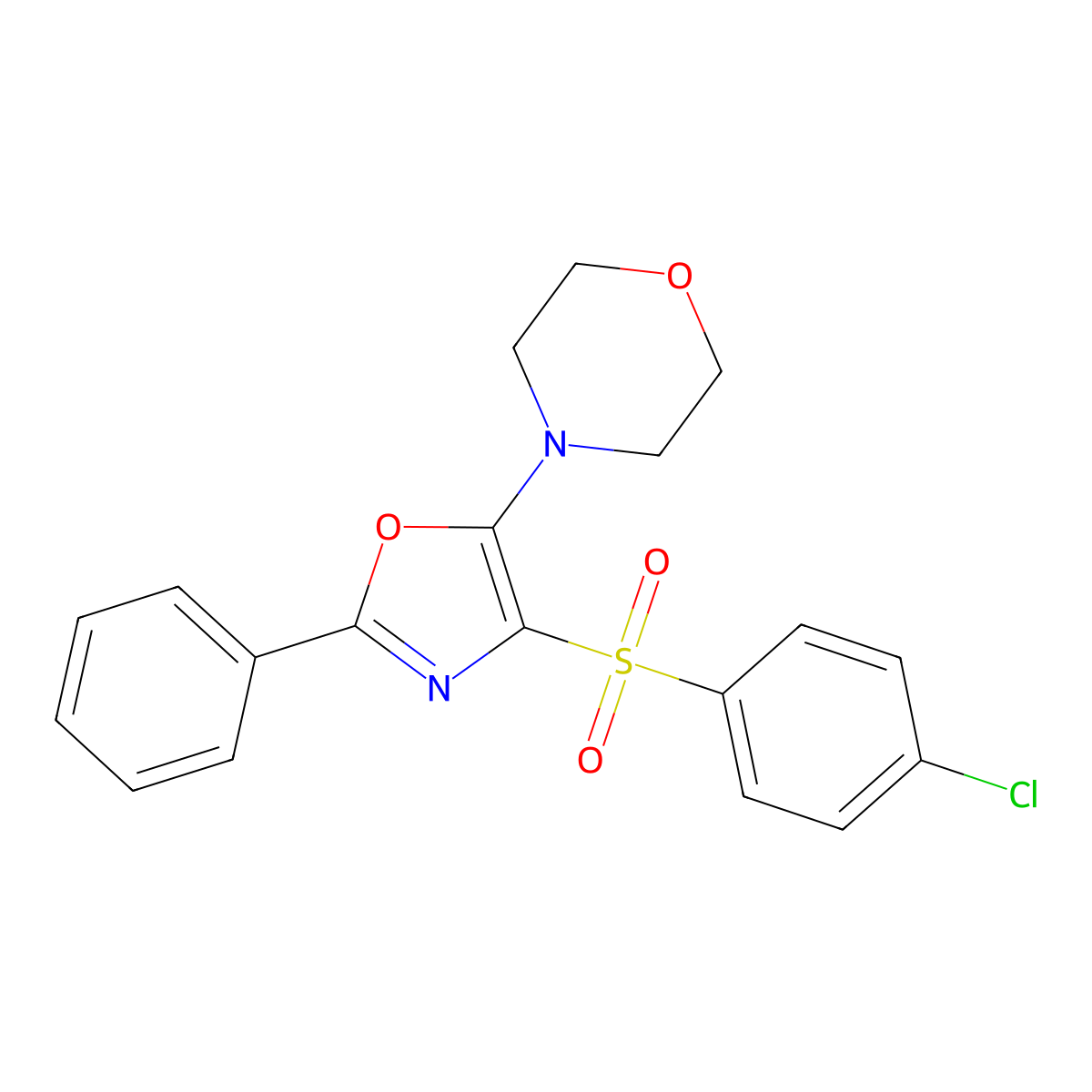 4-(4-((4-Chlorophenyl)sulfonyl)-2-phenyloxazol-5-yl)morpholine molecular structure, CAS 302953-82-8