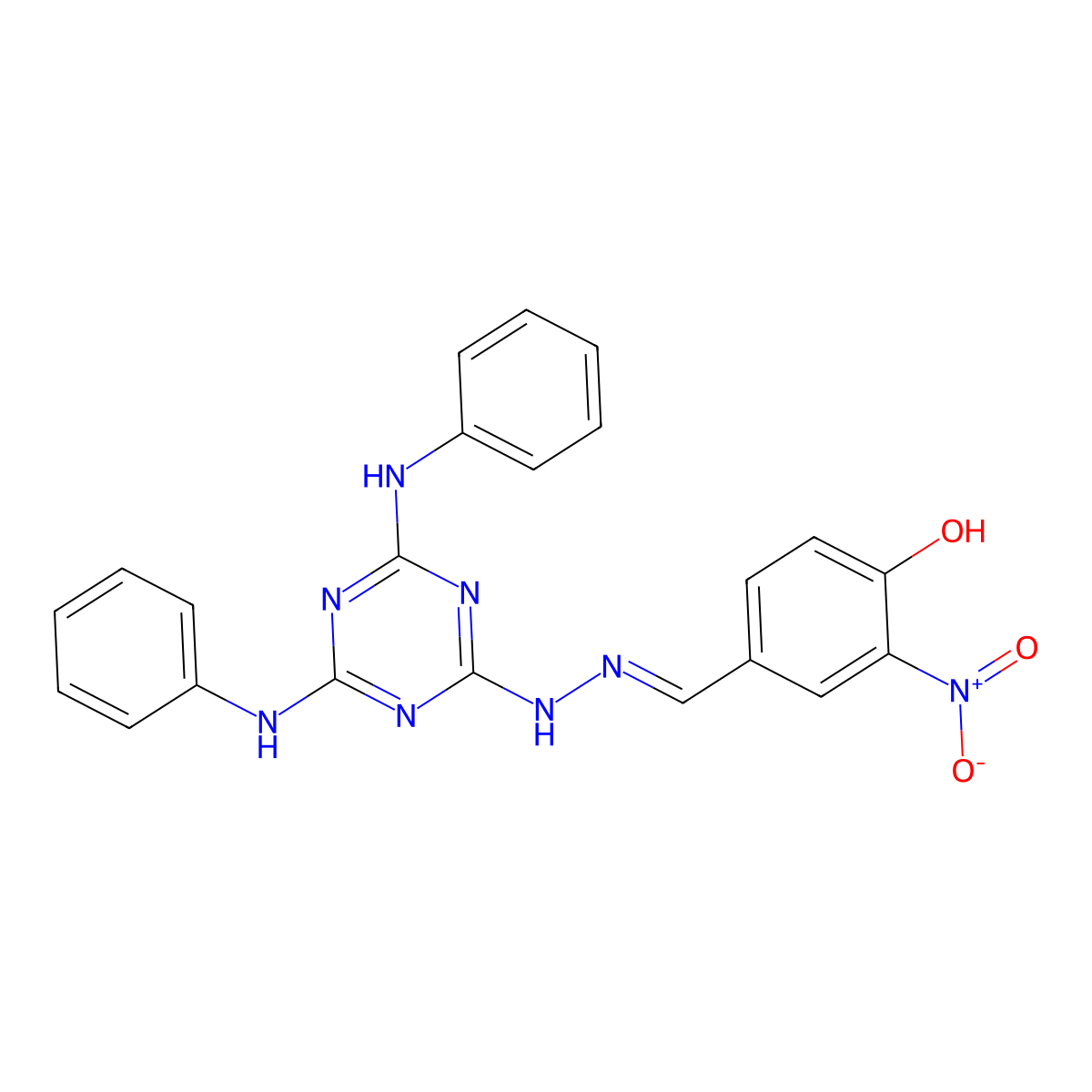 4-Hydroxy-3-nitrobenzaldehyde 2-[4,6-bis(phenylamino)-1,3,5-triazin-2-yl]hydrazone molecular structure, CAS 302955-74-4