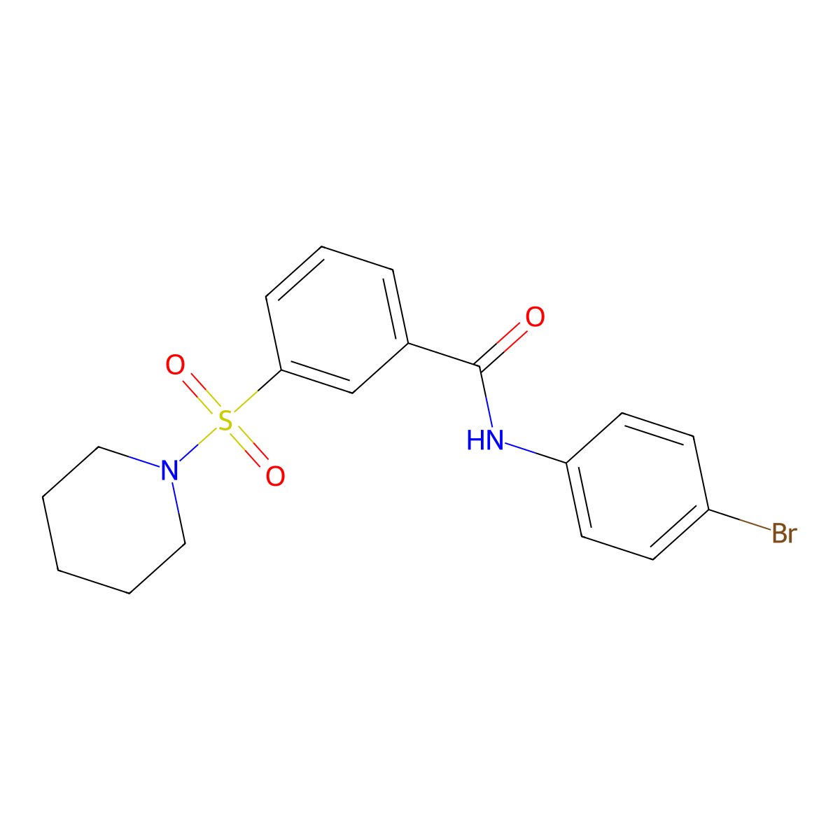 N-(4-Bromophenyl)-3-(piperidinosulfonyl)benzamide molecular structure, CAS 302955-84-6